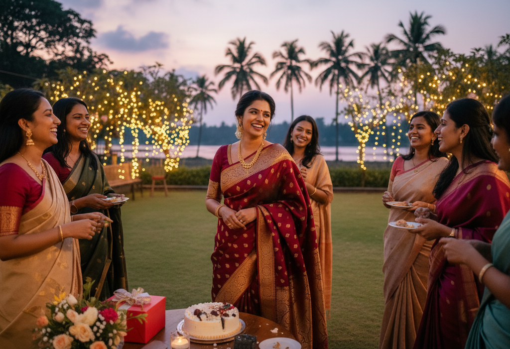 A Banarasi Saree Moment to Remember: My Friend’s Birthday Party in Kottayam