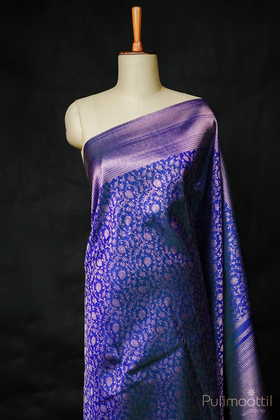 Blue Colour Kanchipuram Brocade Wedding Saree.