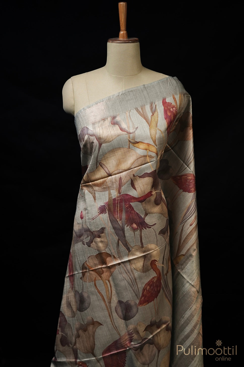 Grey Colour Jute Silk Saree.