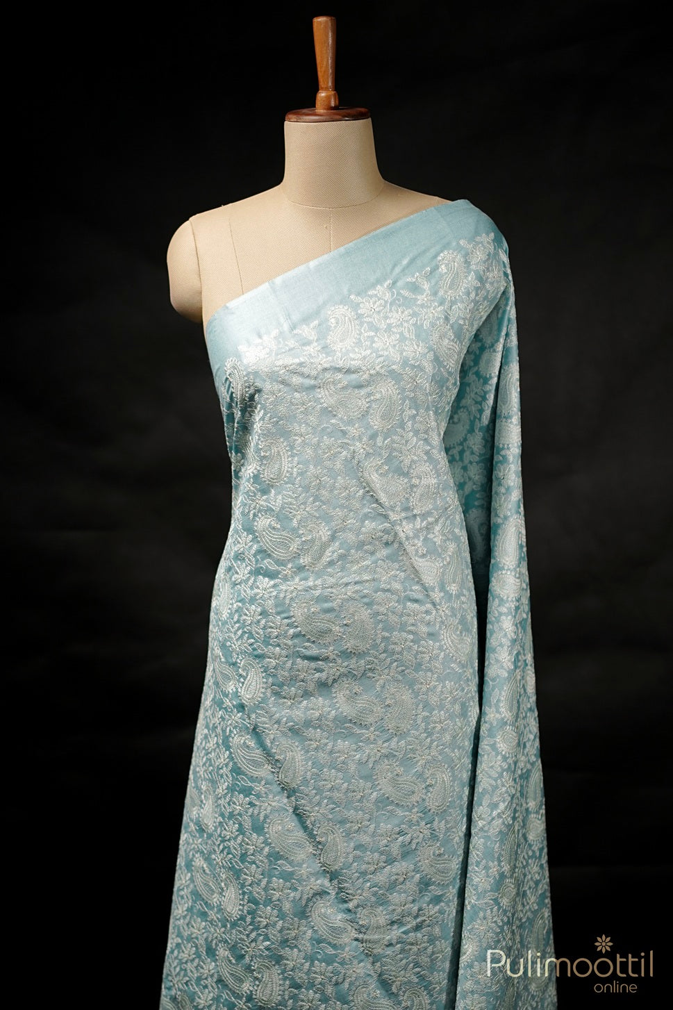 Pastel Blue Colour Tussar Silk Saree.