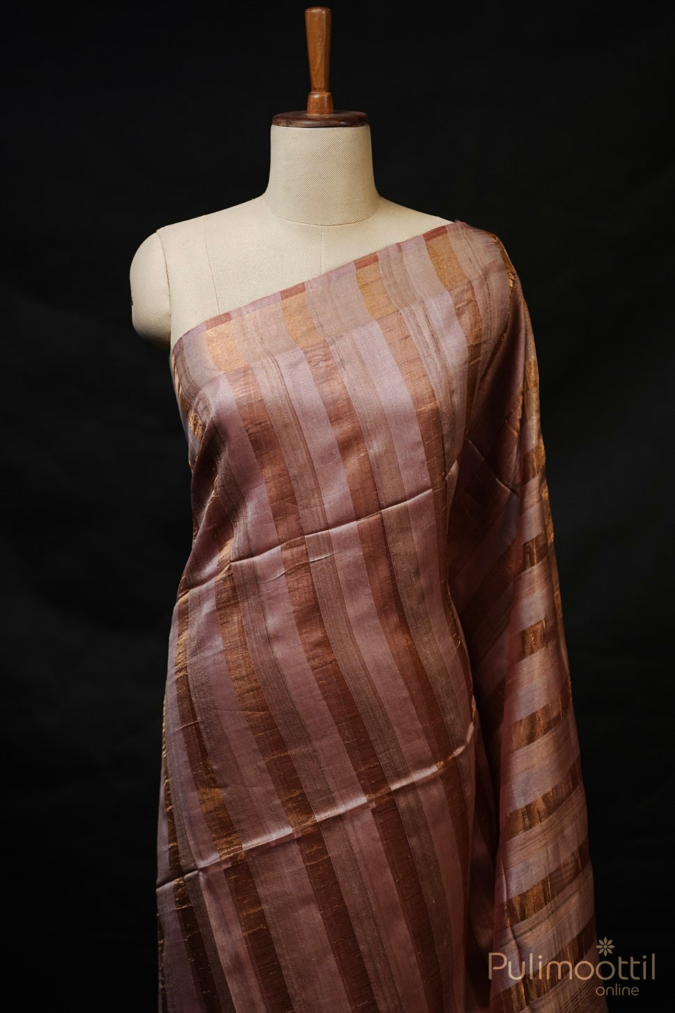 Pastel Onion Colour Tussar Silk Saree.