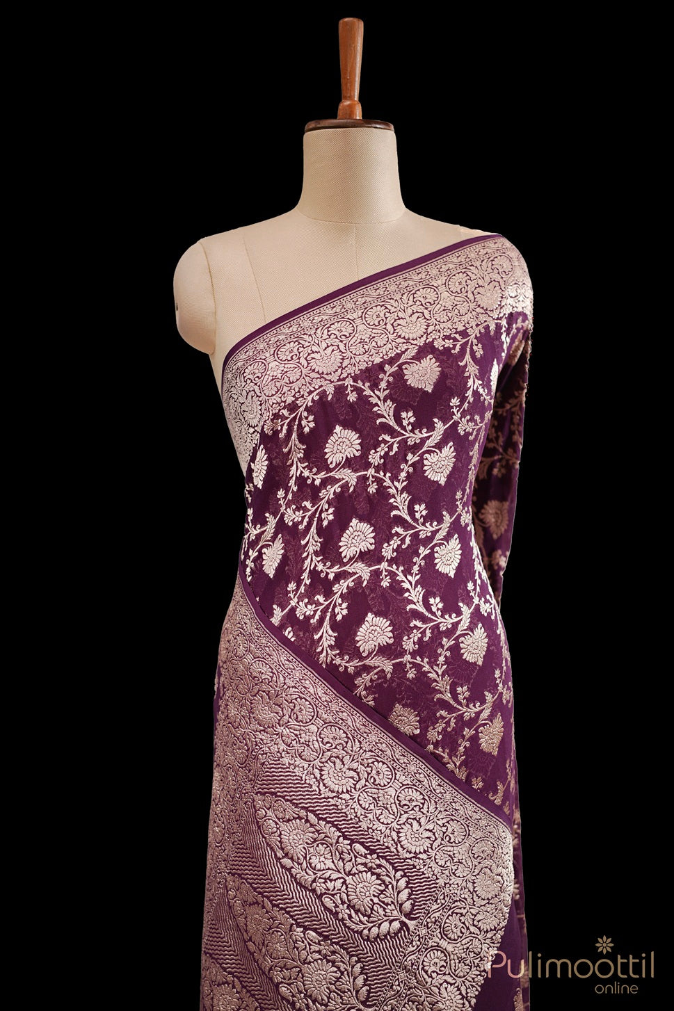 Purple Colour Georget Banarasi Saree.