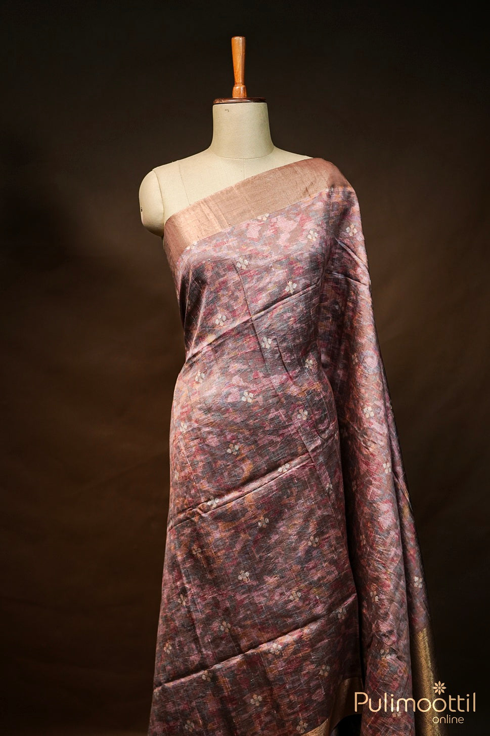 Chickoo Shade Jute Silk Saree.