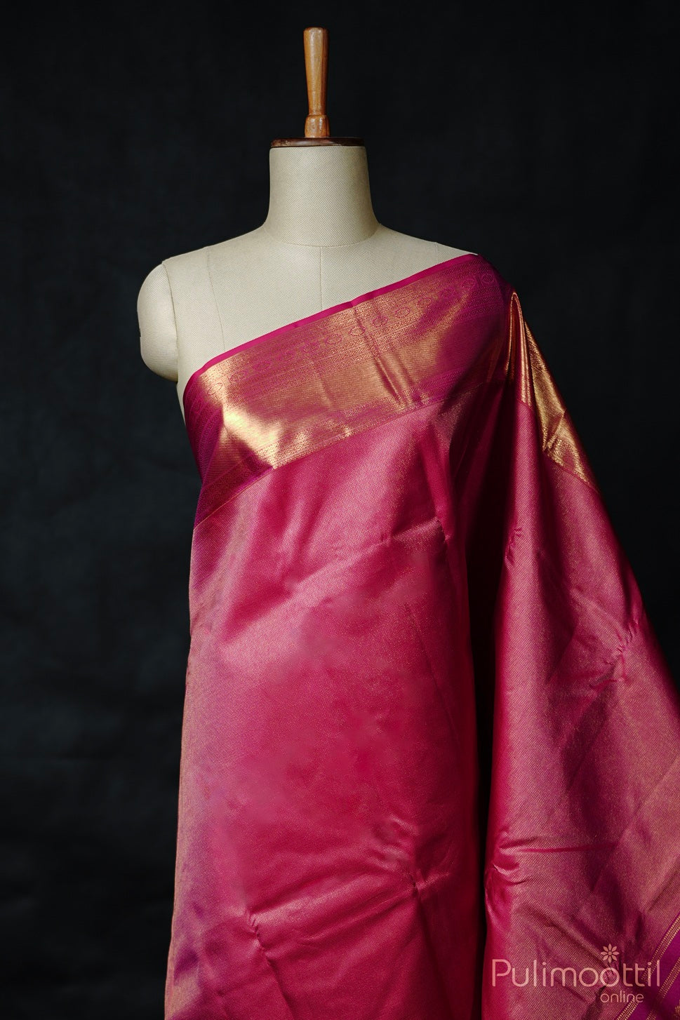 Rani Pink Kanchipuram Brocade Wedding Saree.
