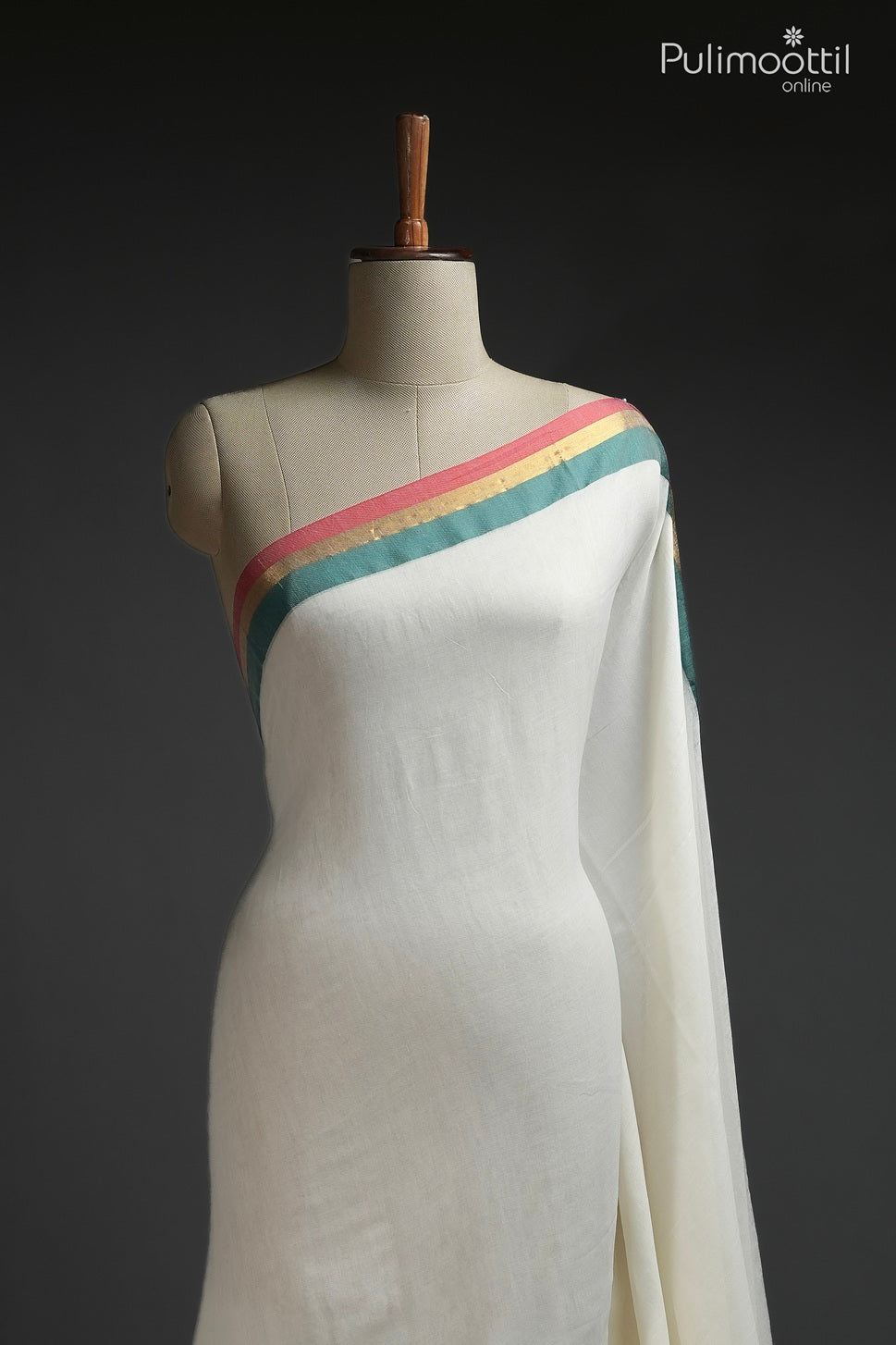 Off-white color Mul Cotton saree