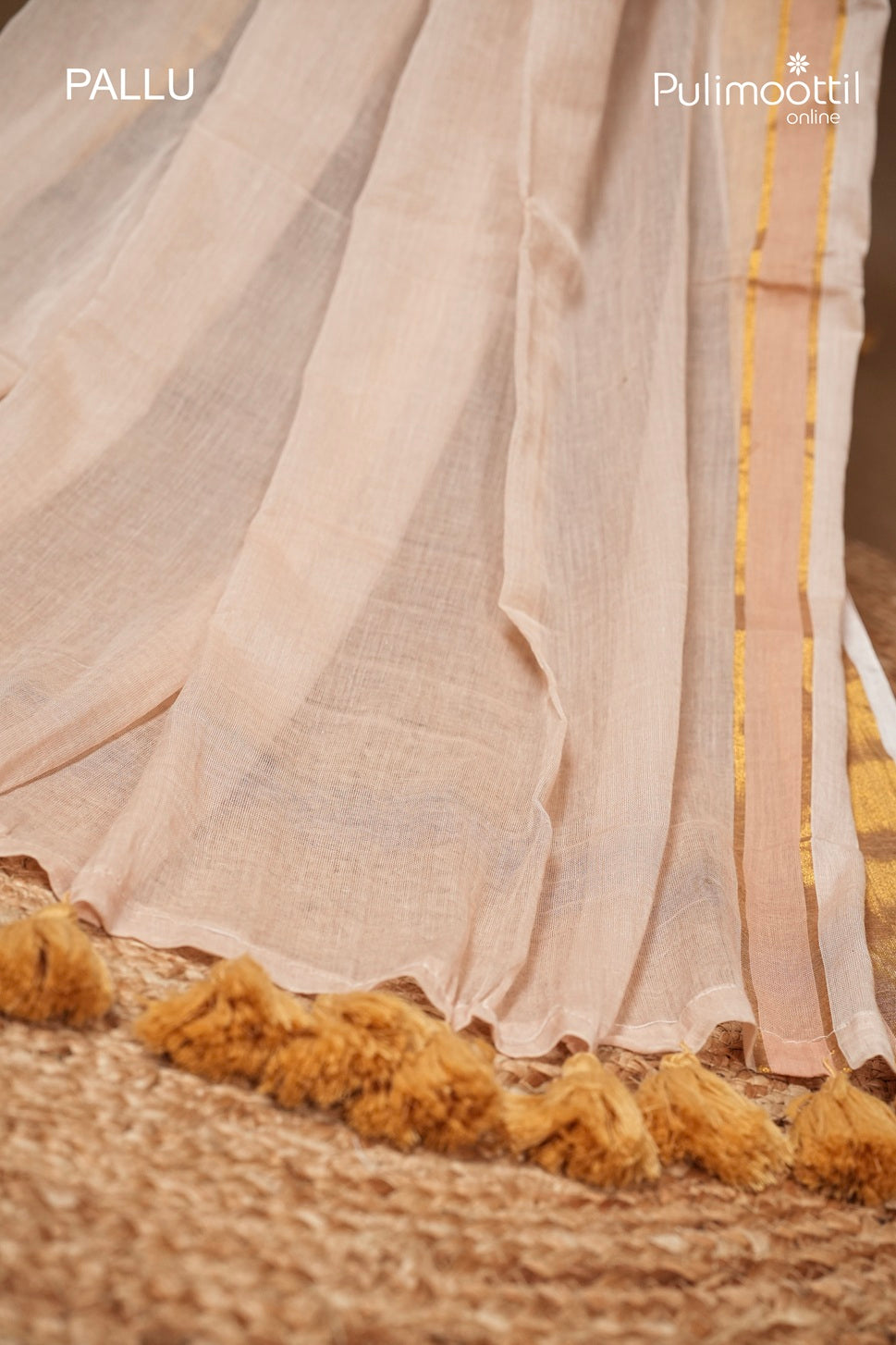 Apricot Colour Mul Cotton Saree