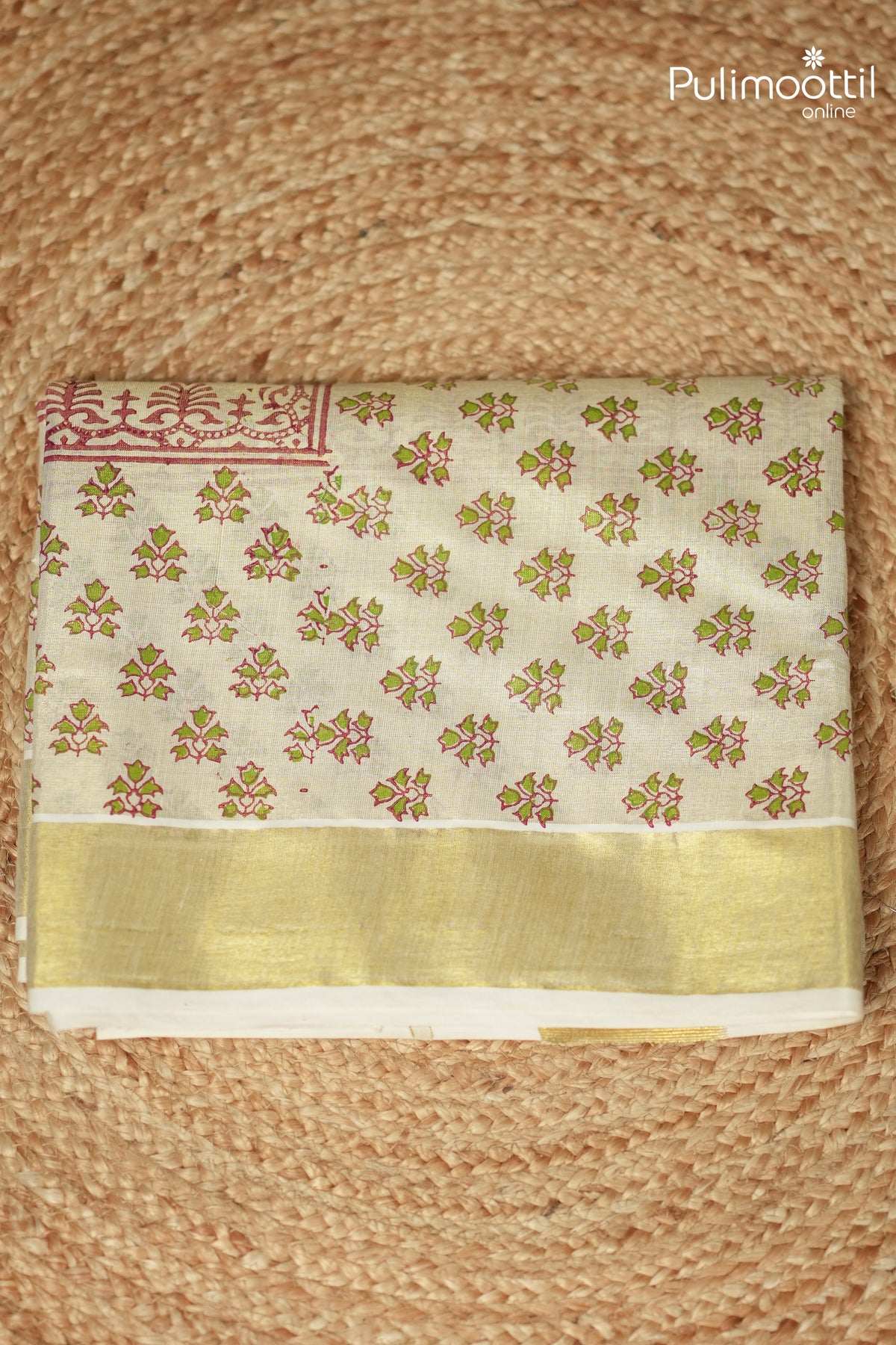 Kerala Traditional Golden Tissue Set Saree