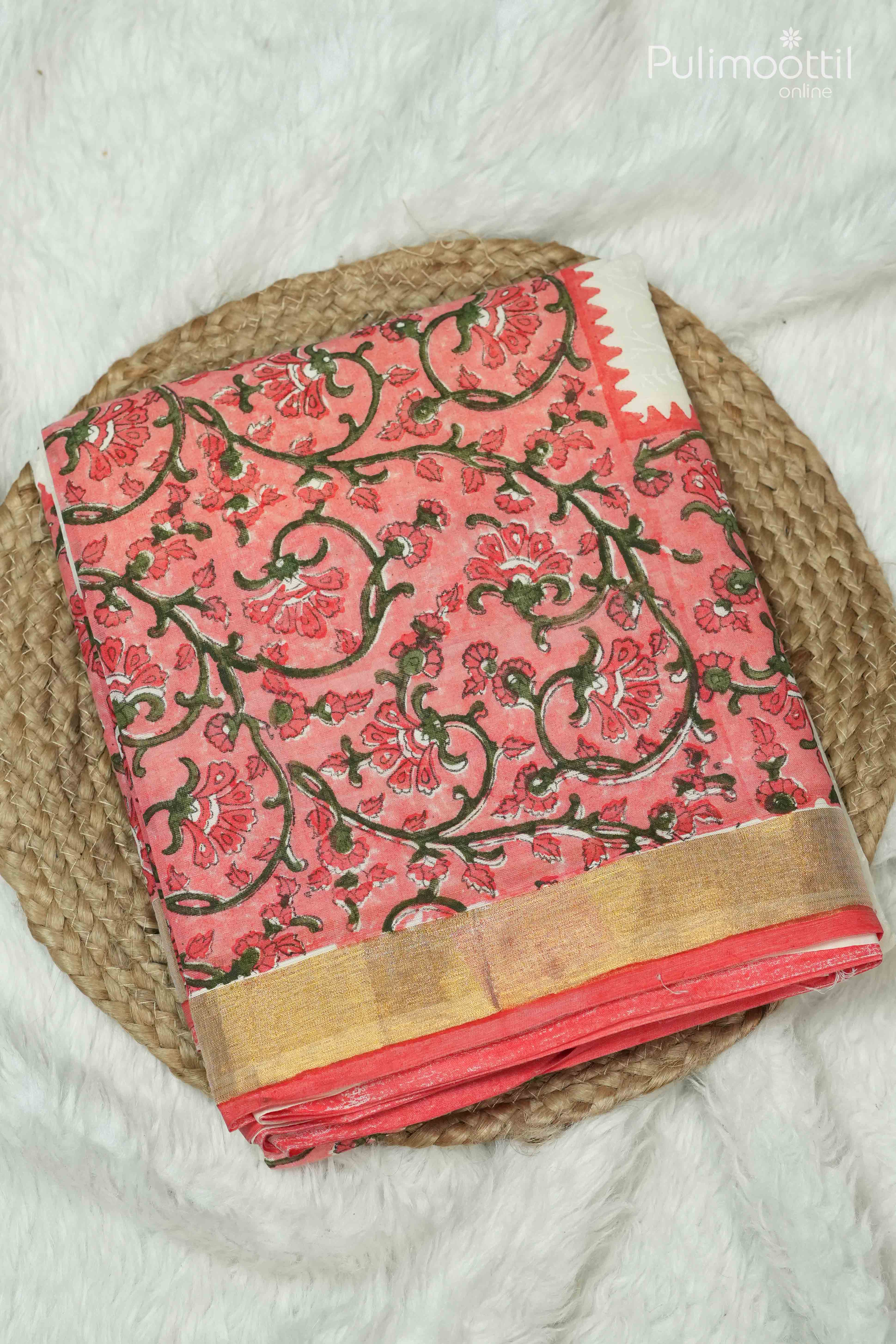 Kerala Traditional Cream Colour Set Saree