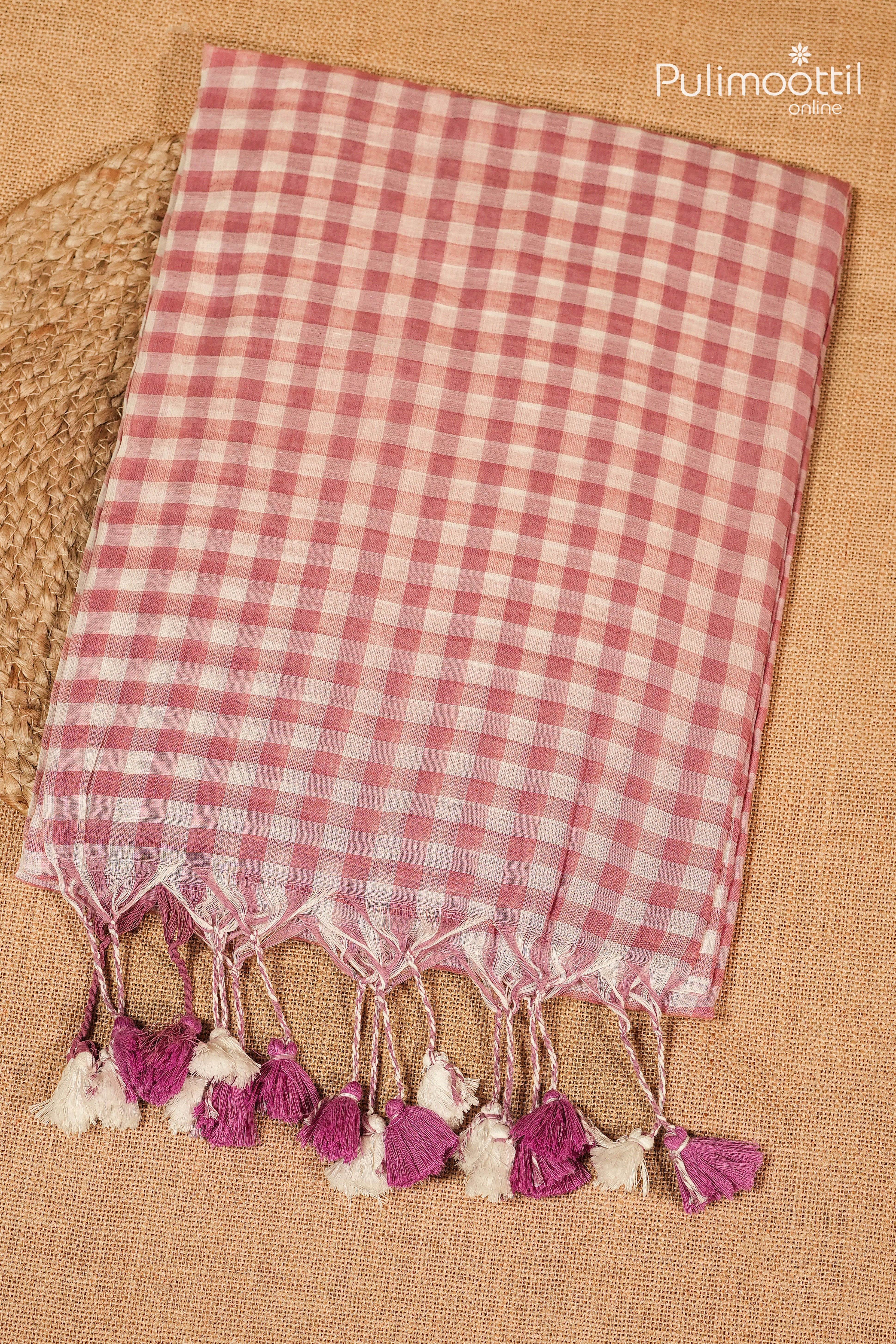 Onion Pink Colour Mul cotton Saree