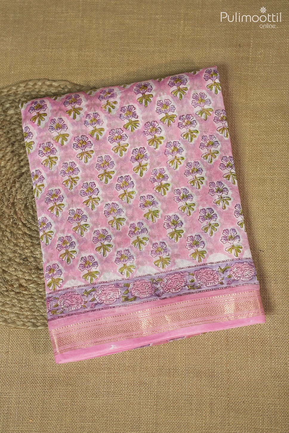 Light Pink Colour Chanderi Saree