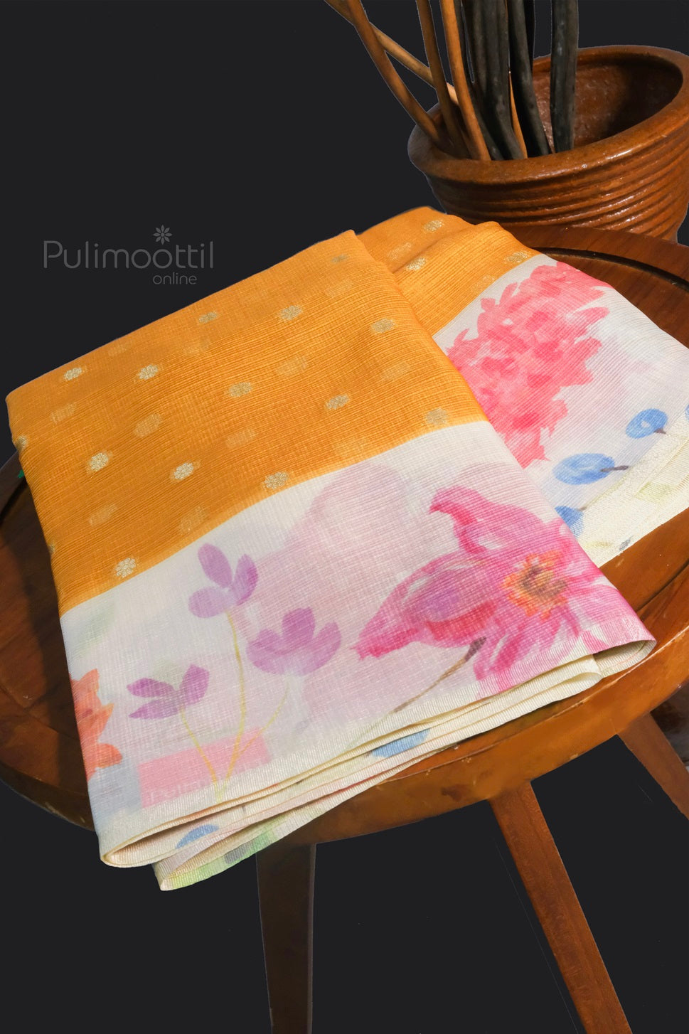 Mustard Yellow Color Net Kota Saree