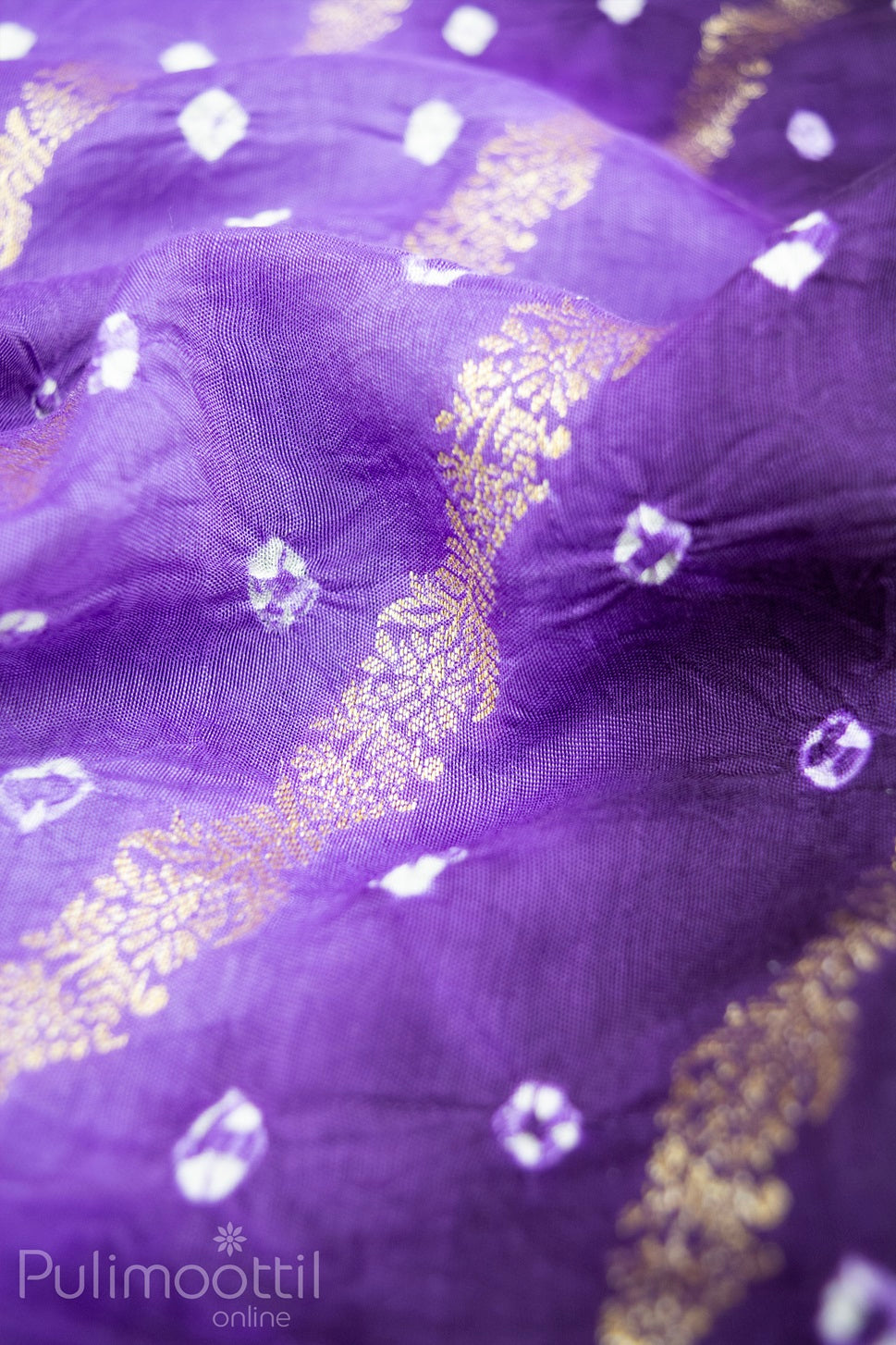 Purple Colour Banarasi Bandhini Saree.