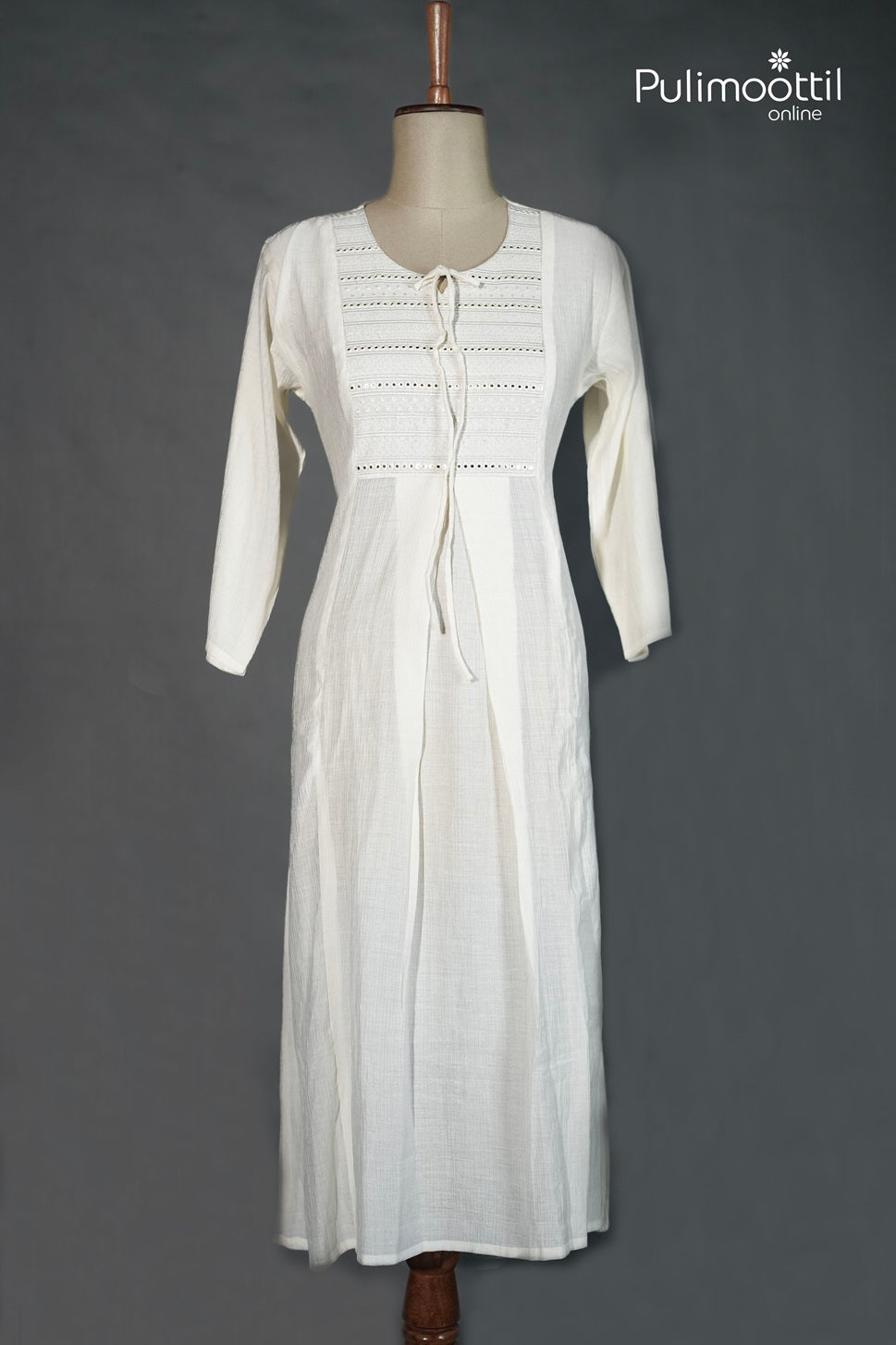 Offwhite Colour Crushed Chanderi A-Line Kurti