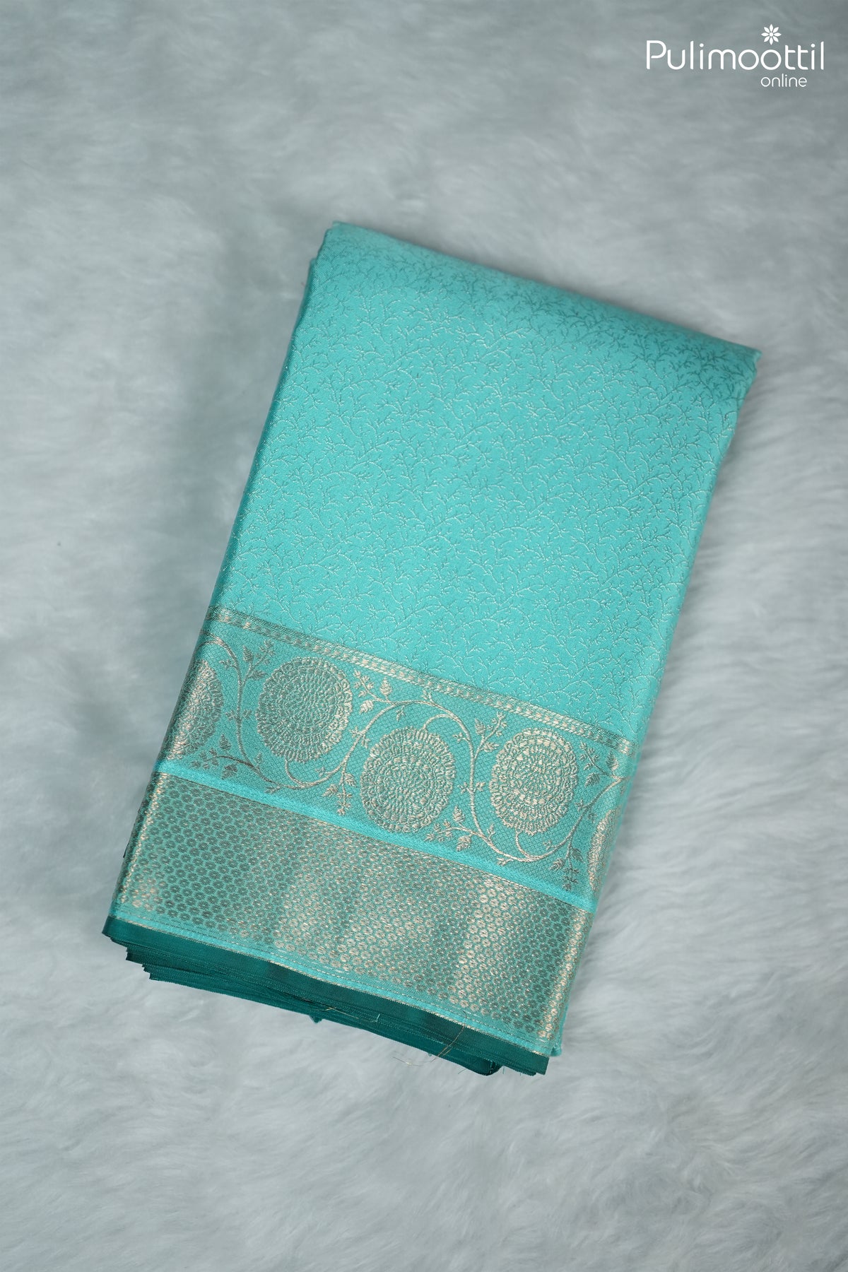 Sky Blue Colour Kanchipuram Brocade Wedding Saree.