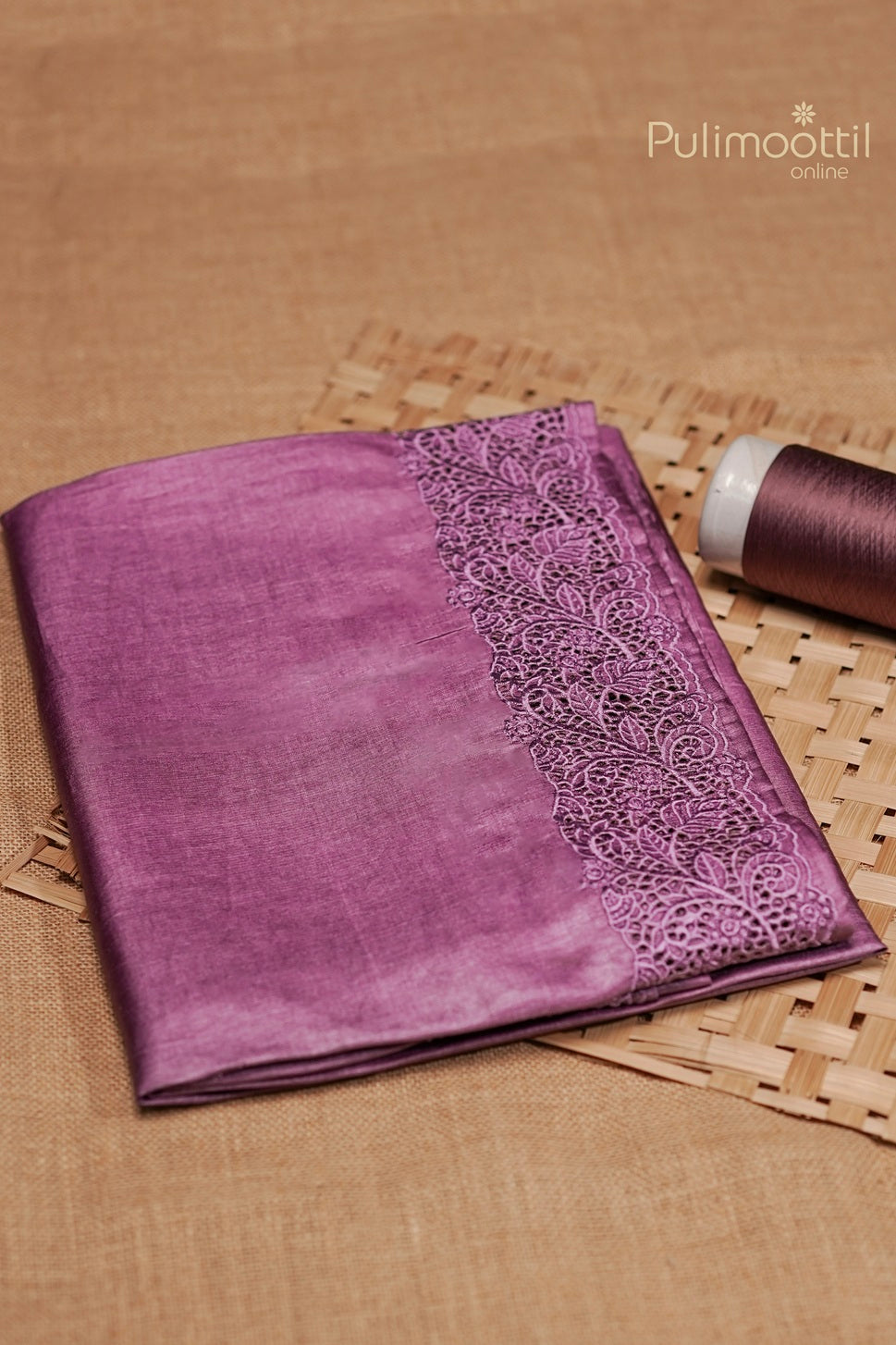 Pastel Lavender Tussar Silk Saree.