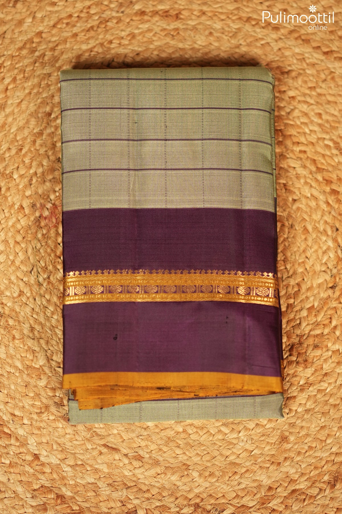 Warm Gray Color Kanchipuram Designer Saree