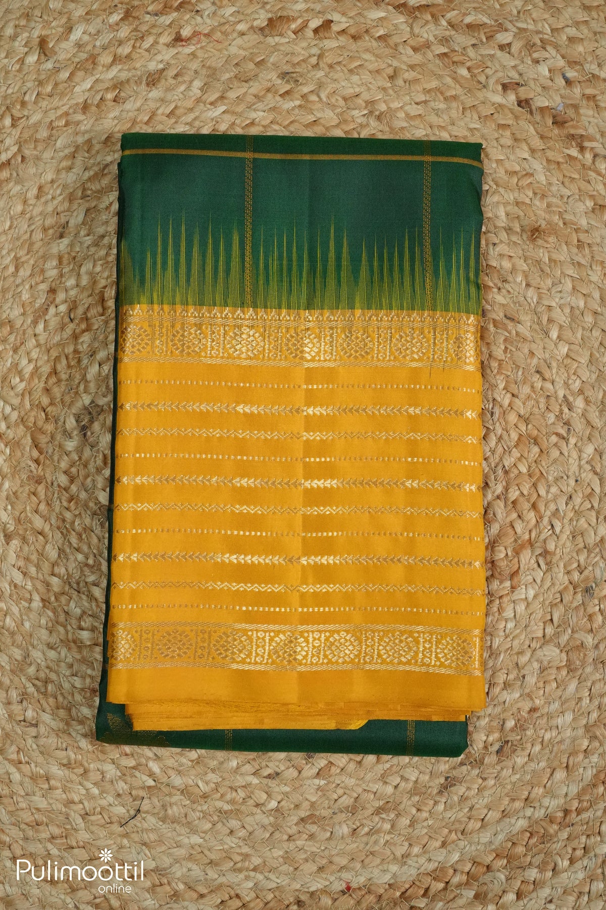 Bottle Green Colour Kanchipuram Designer Saree