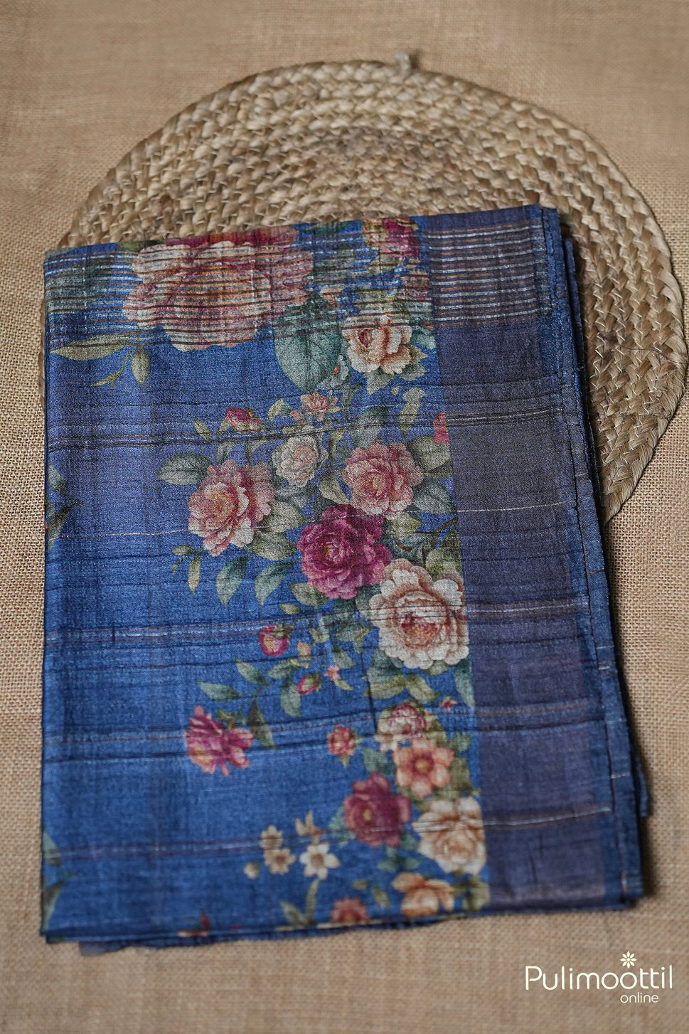 Oxford Blue Colour Tussar Silk Saree