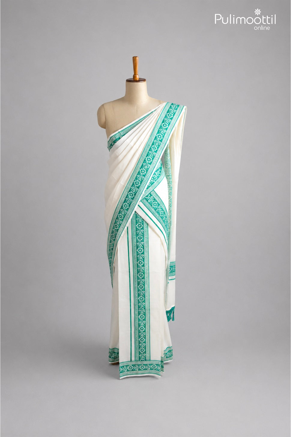Onam Special Kerala Traditional Peacock Green Set Dhoti
