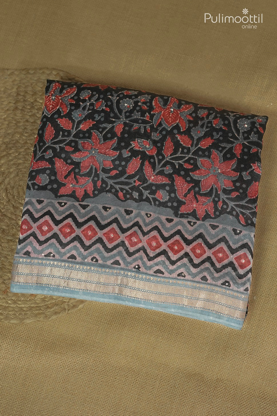 Black Colour Chanderi Silk Saree