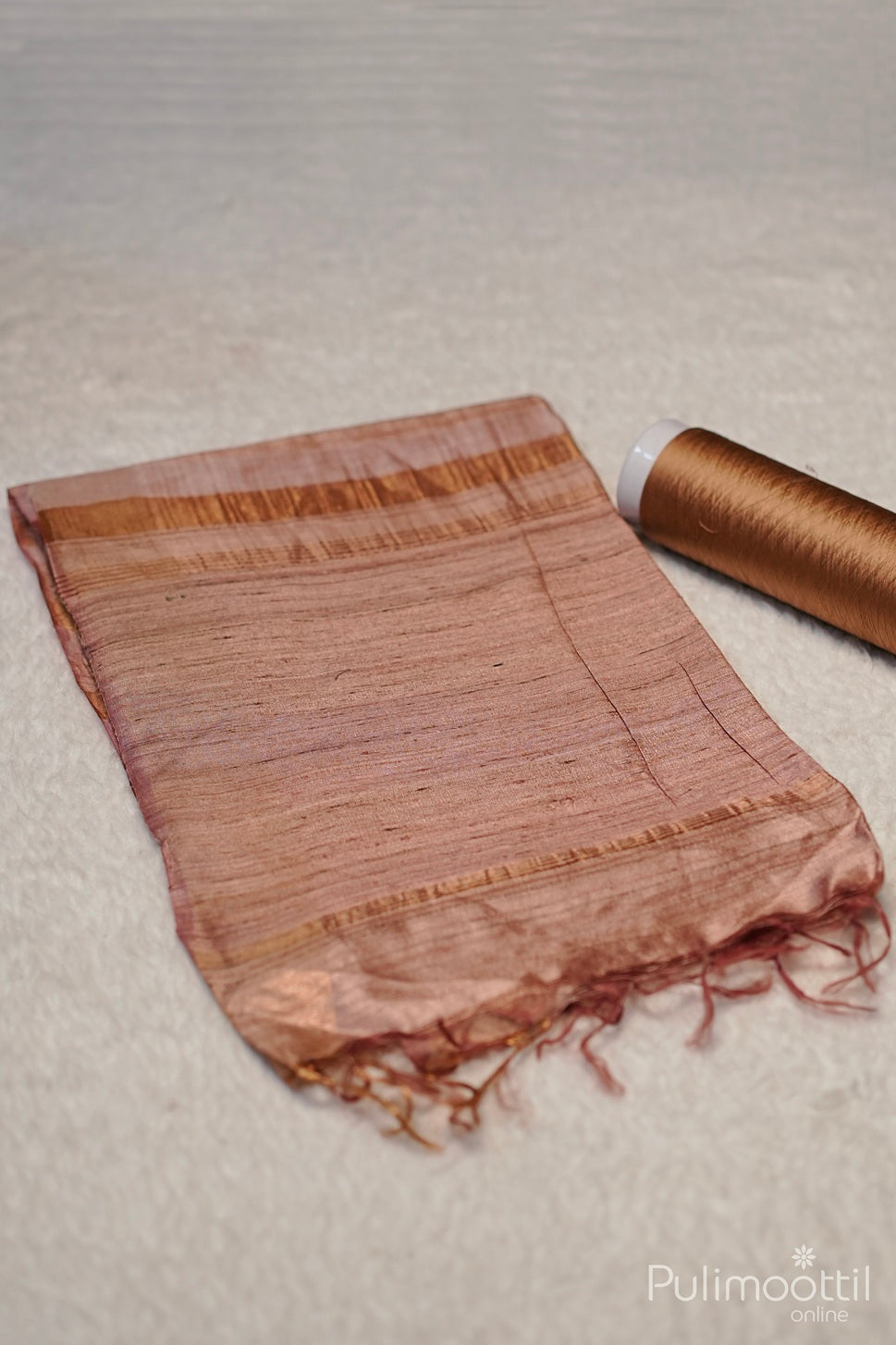 Pastel Onion Colour Tussar Silk Saree.