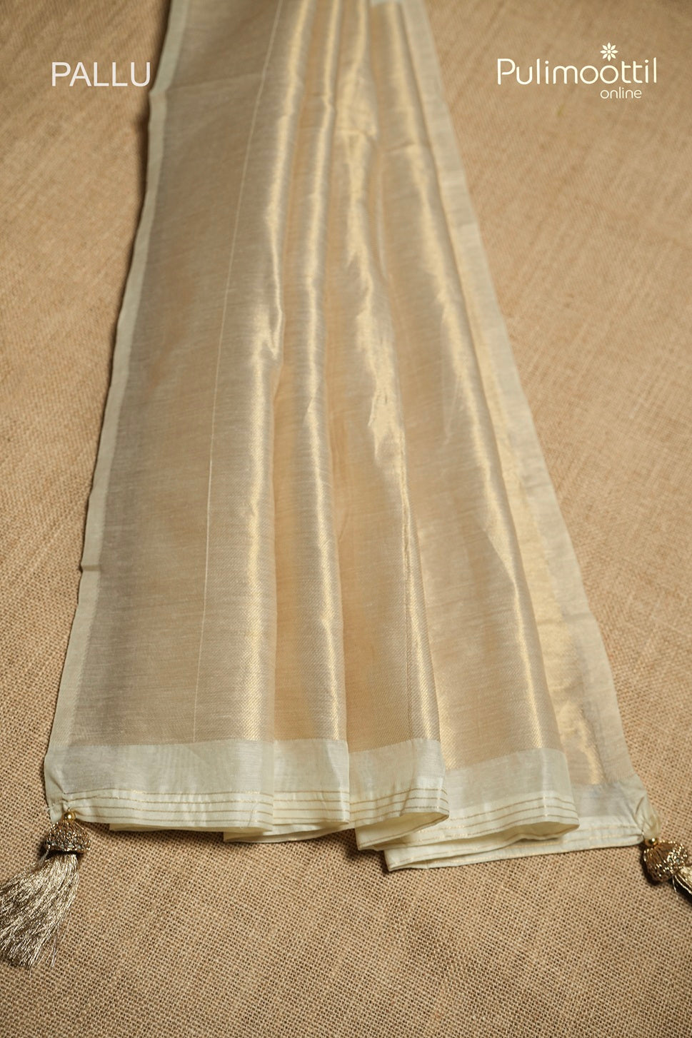Off White Colour Semi Chanderi Traditional Saree