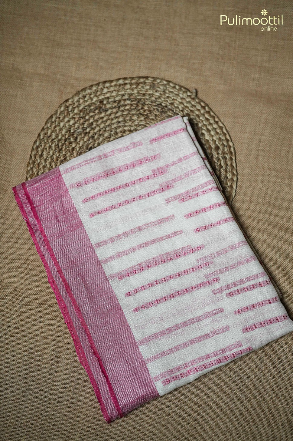 White Colour Linen Saree