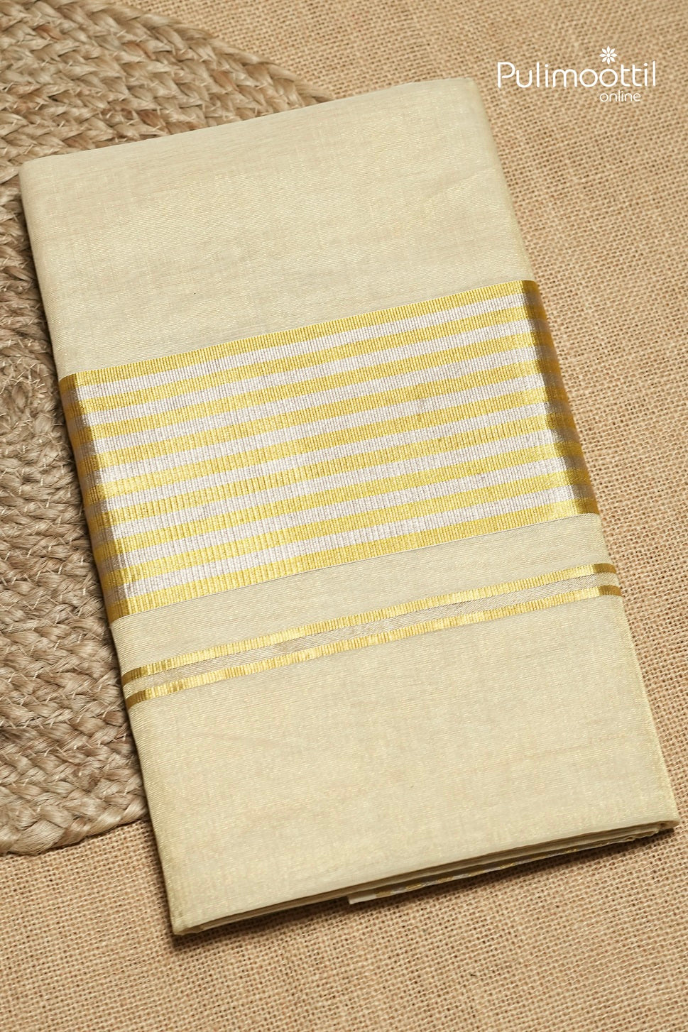 Kerala Traditional Golden Tissue Handloom Saree