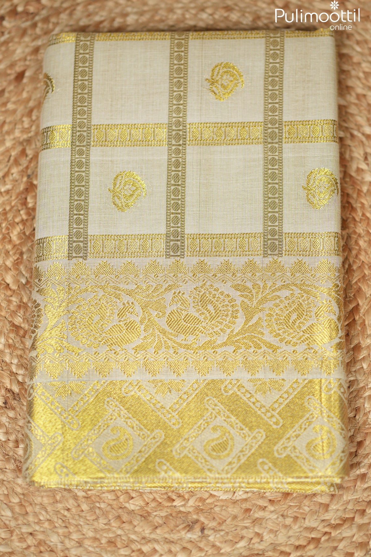 Kerala Traditional Golden Tissue Set Saree