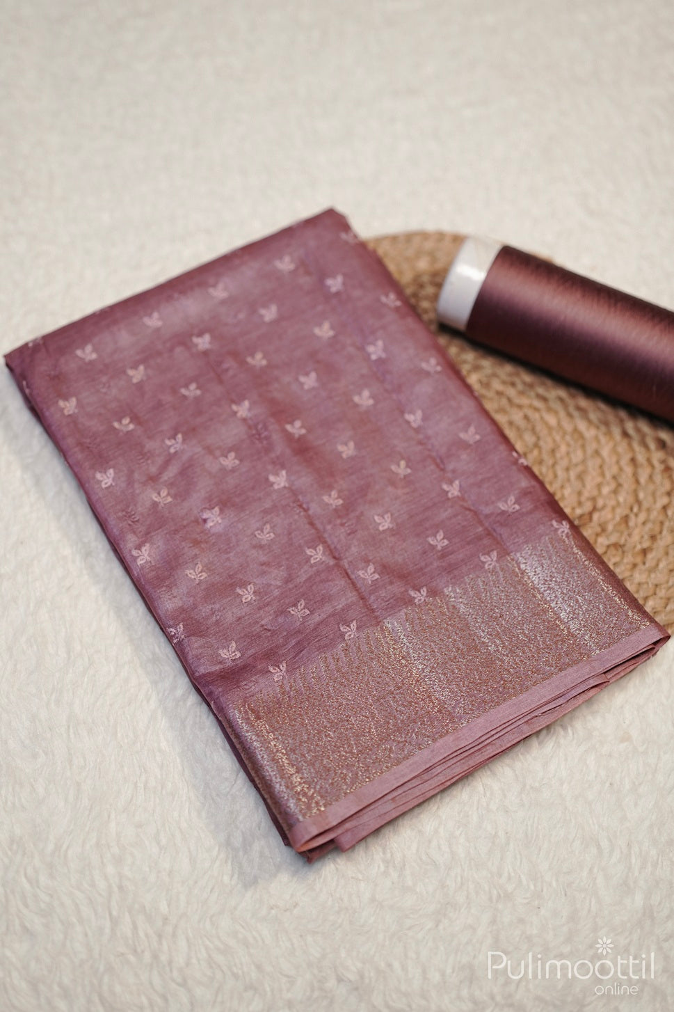 Chickoo Colour Tussar Silk Saree.