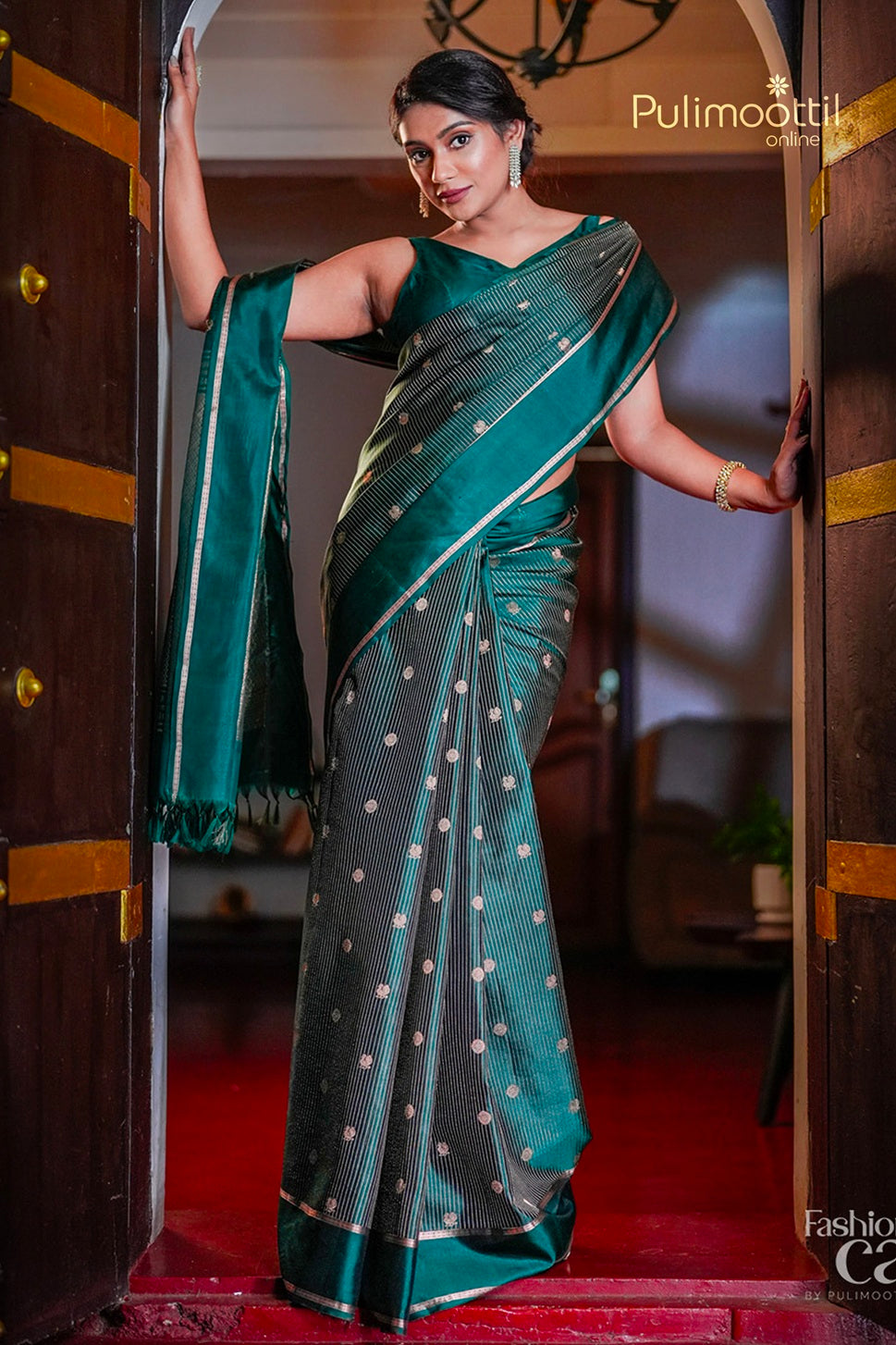 Bottle Green Colour Kanchipuram Designer Saree