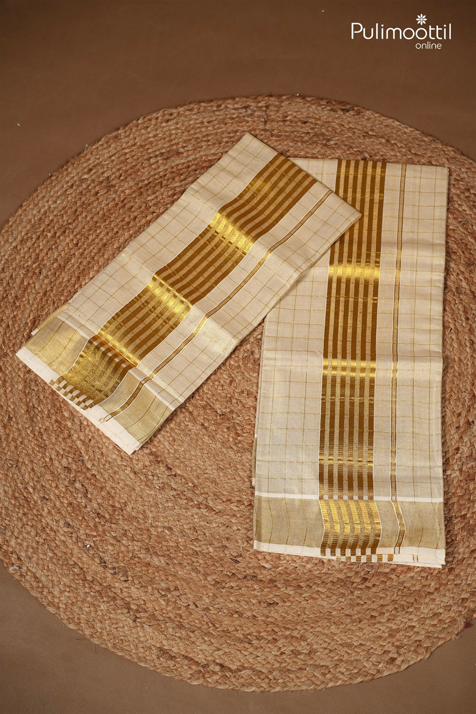 Onam Special Kerala Traditional Golden Tissue Set Mundu