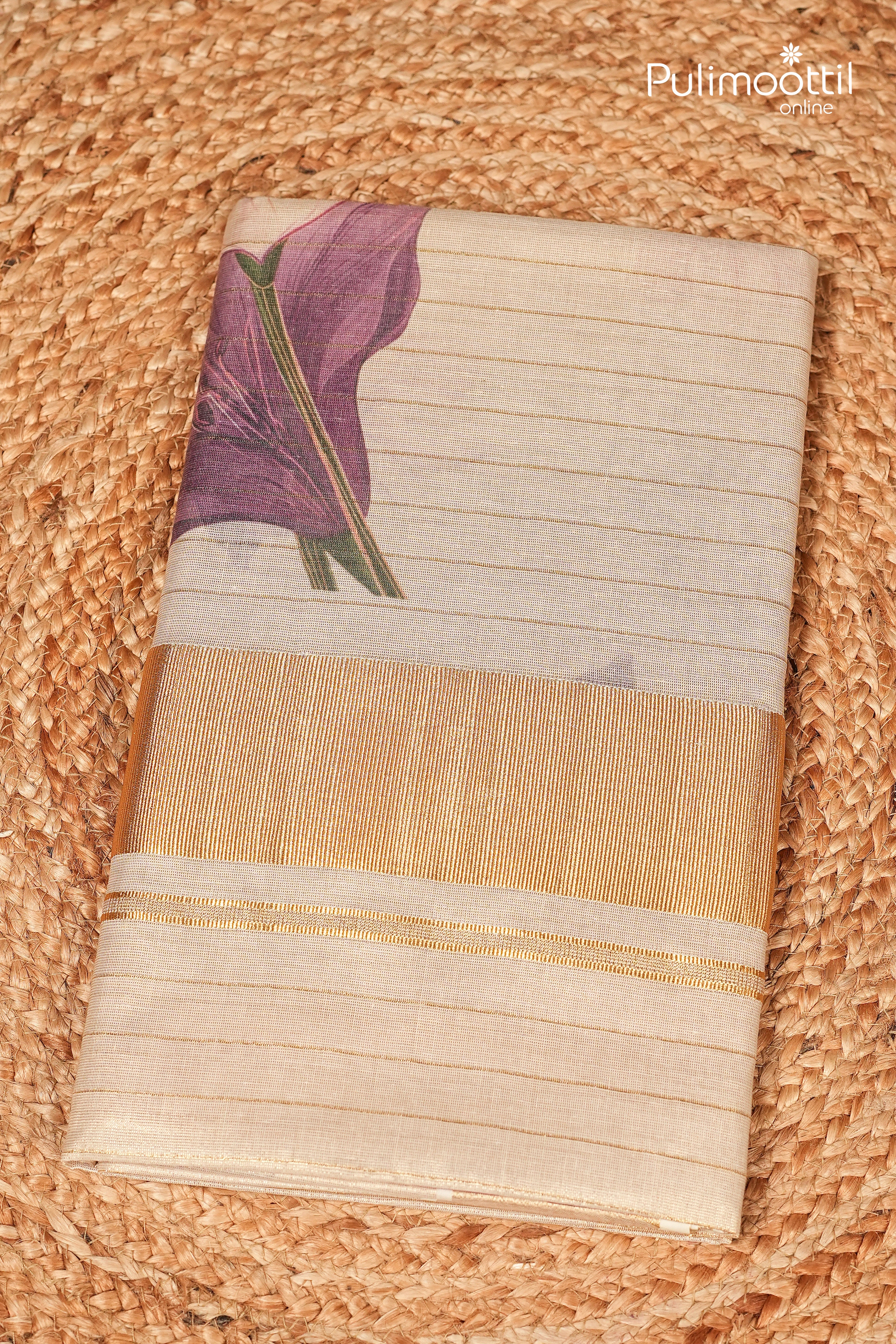 Kerala Traditional Golden Tissue Set Saree