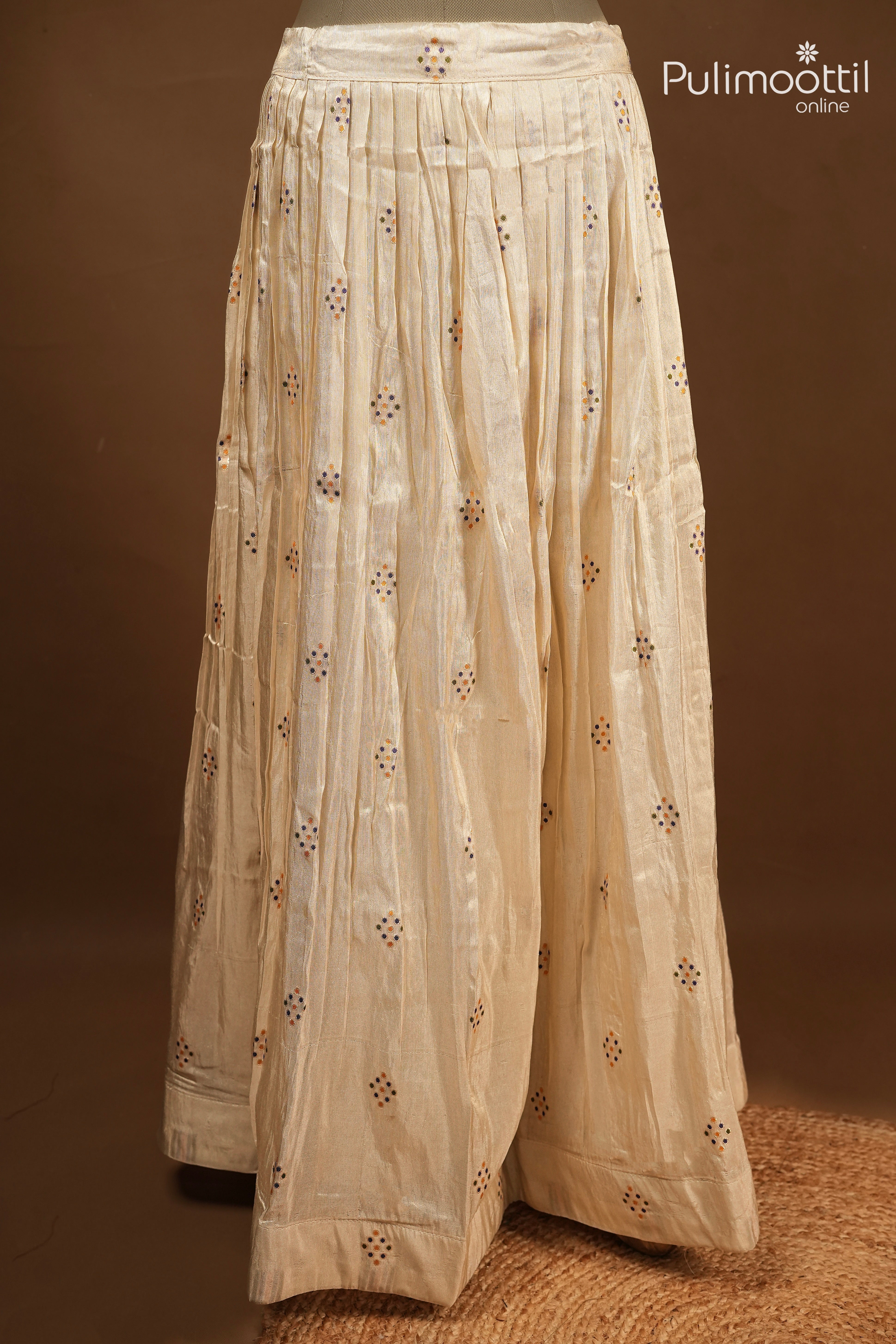 Ready-to-Stitch Golden Tissue Dhavani Set