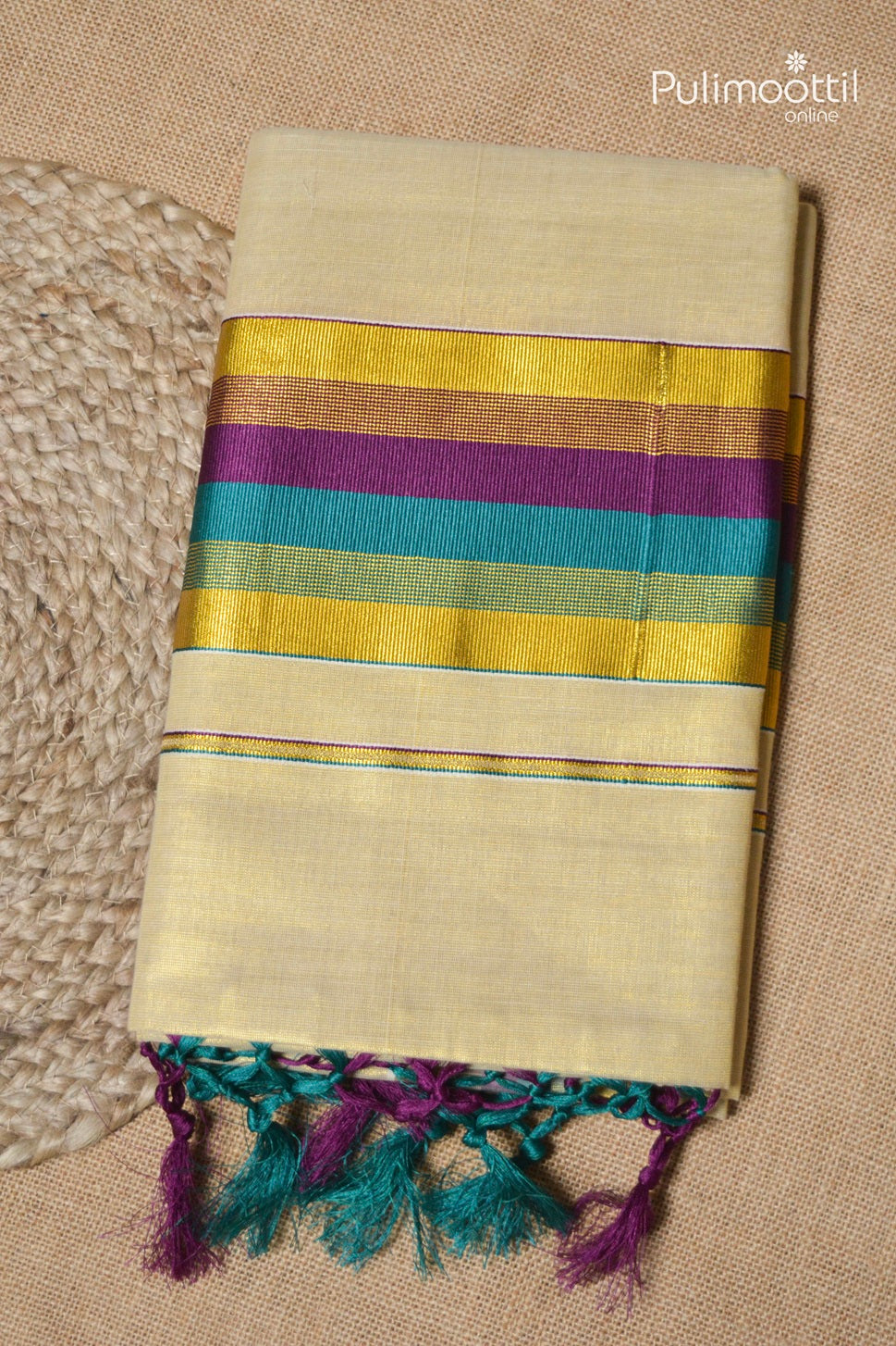 Kerala Traditional Golden Tissue Set Saree