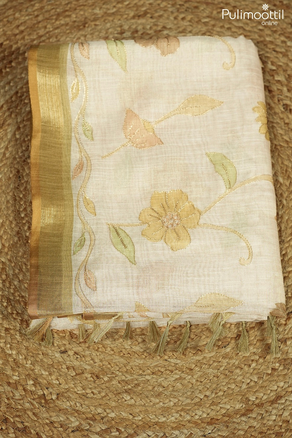 Onam Special Traditional Linen Tissue Saree
