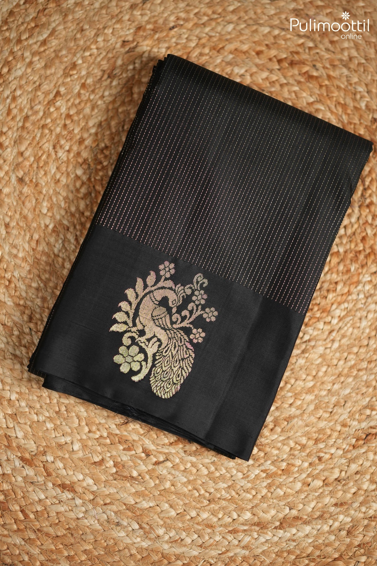 Black Colour Kanchipuram Designer Saree.
