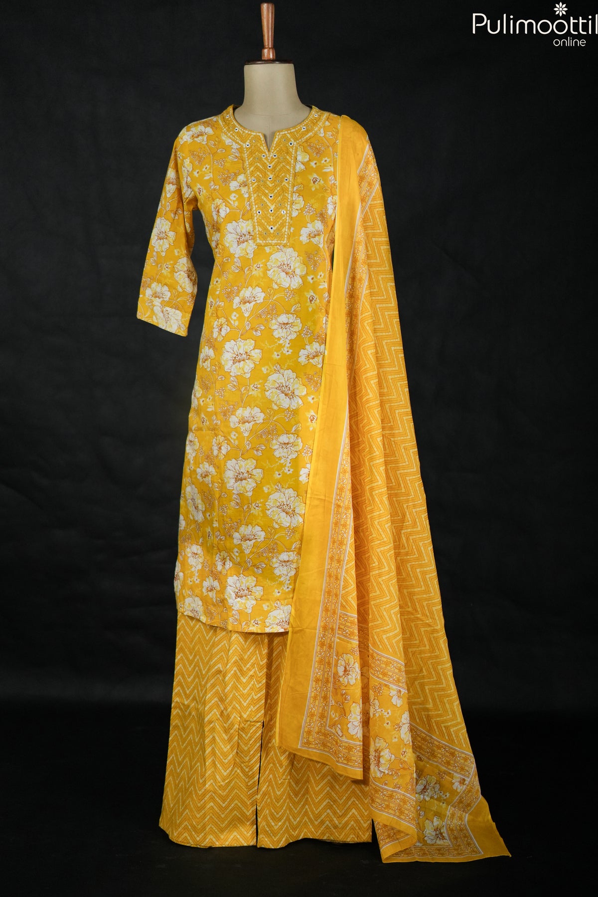 Yellow cotton kurti set2