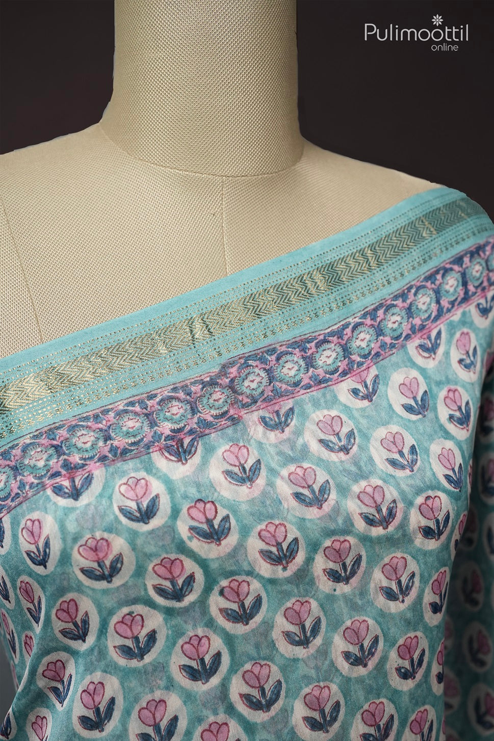 Light Peacock Colour Chanderi Saree