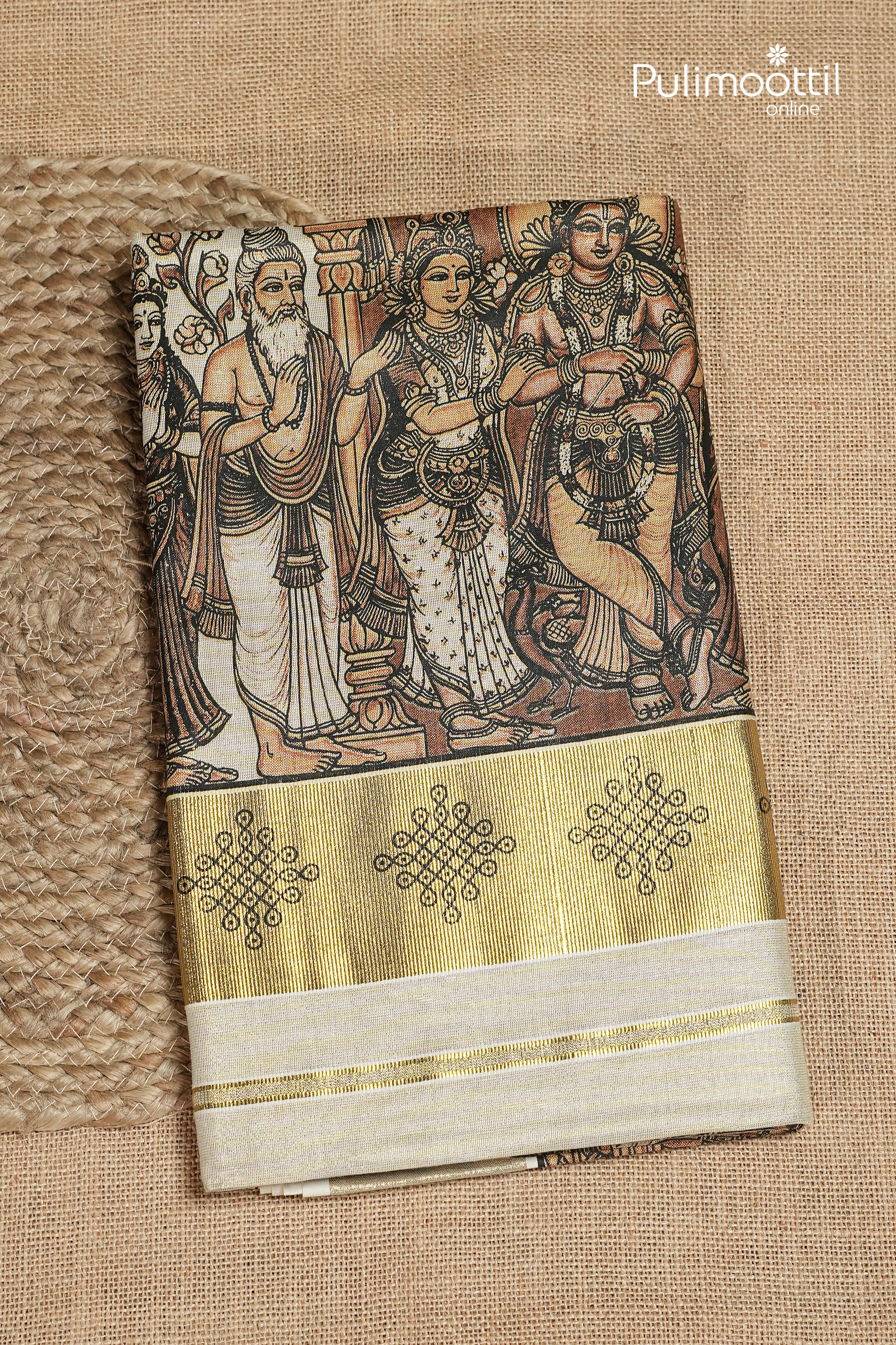 Kerala Traditional Golden Tissue Set Saree
