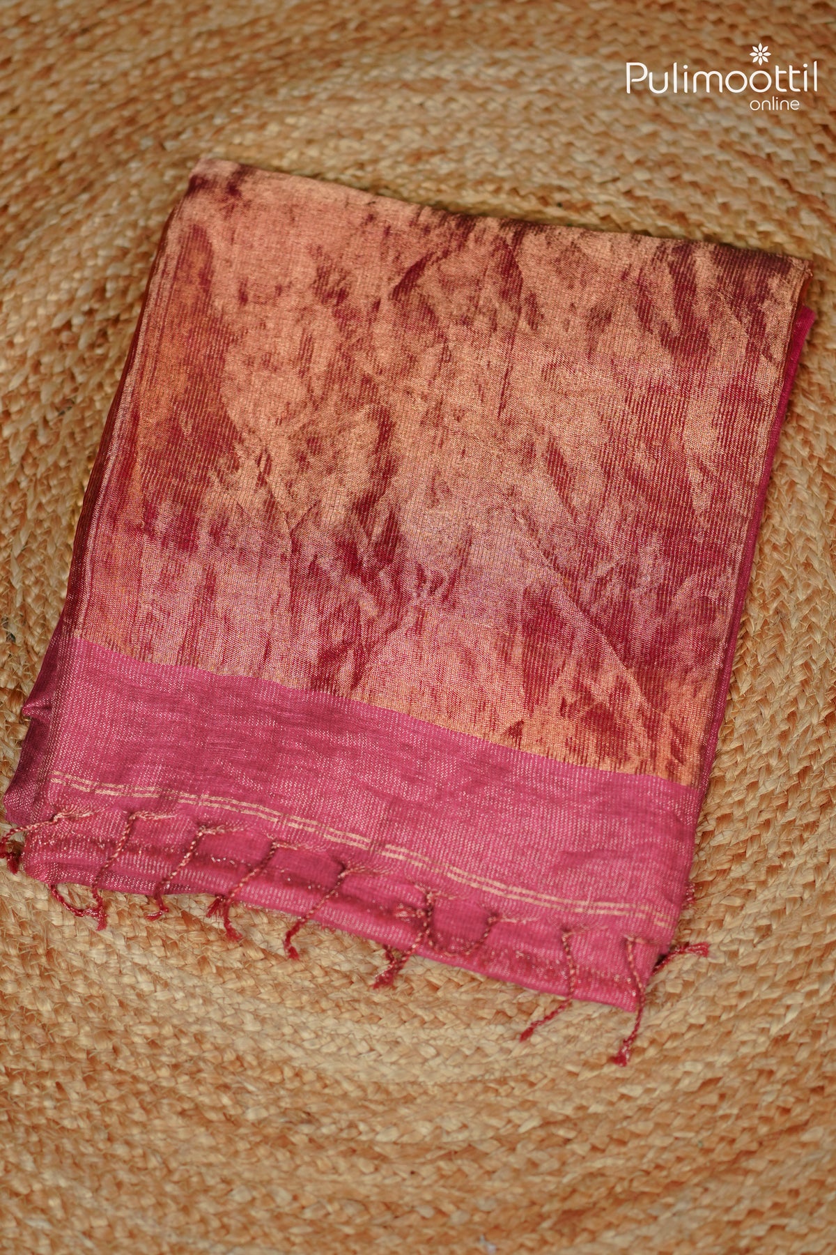 Rani Pink Colour Linen Saree