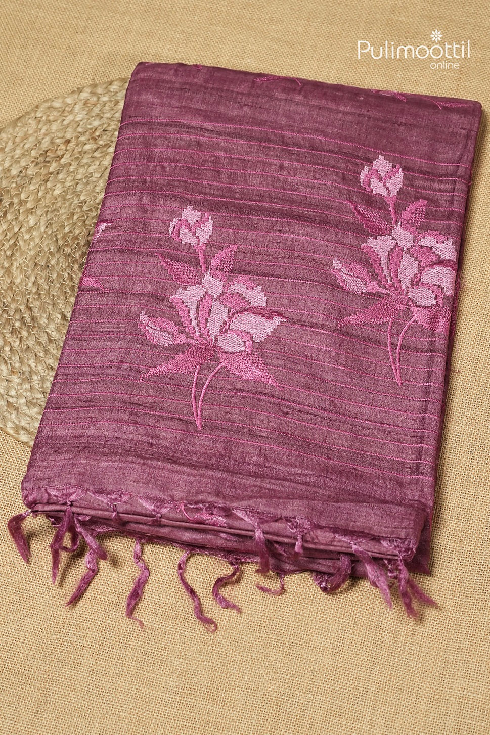 Onion Pink Colour Jute Silk Saree