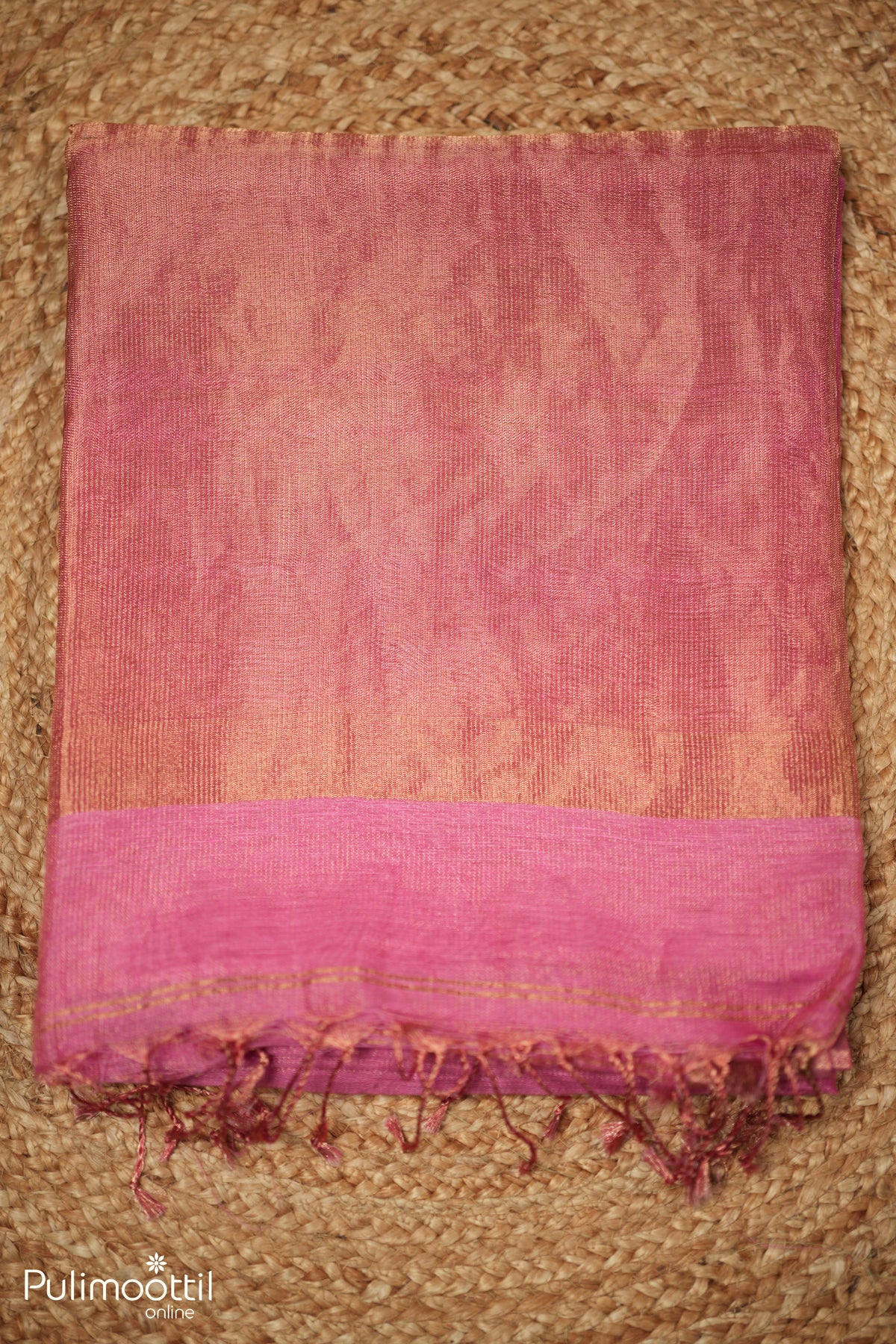 Pink Color Linen Saree