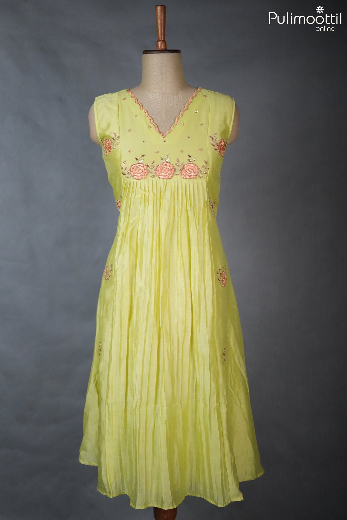 Pistachio Green Chanderi A-Line Kurta