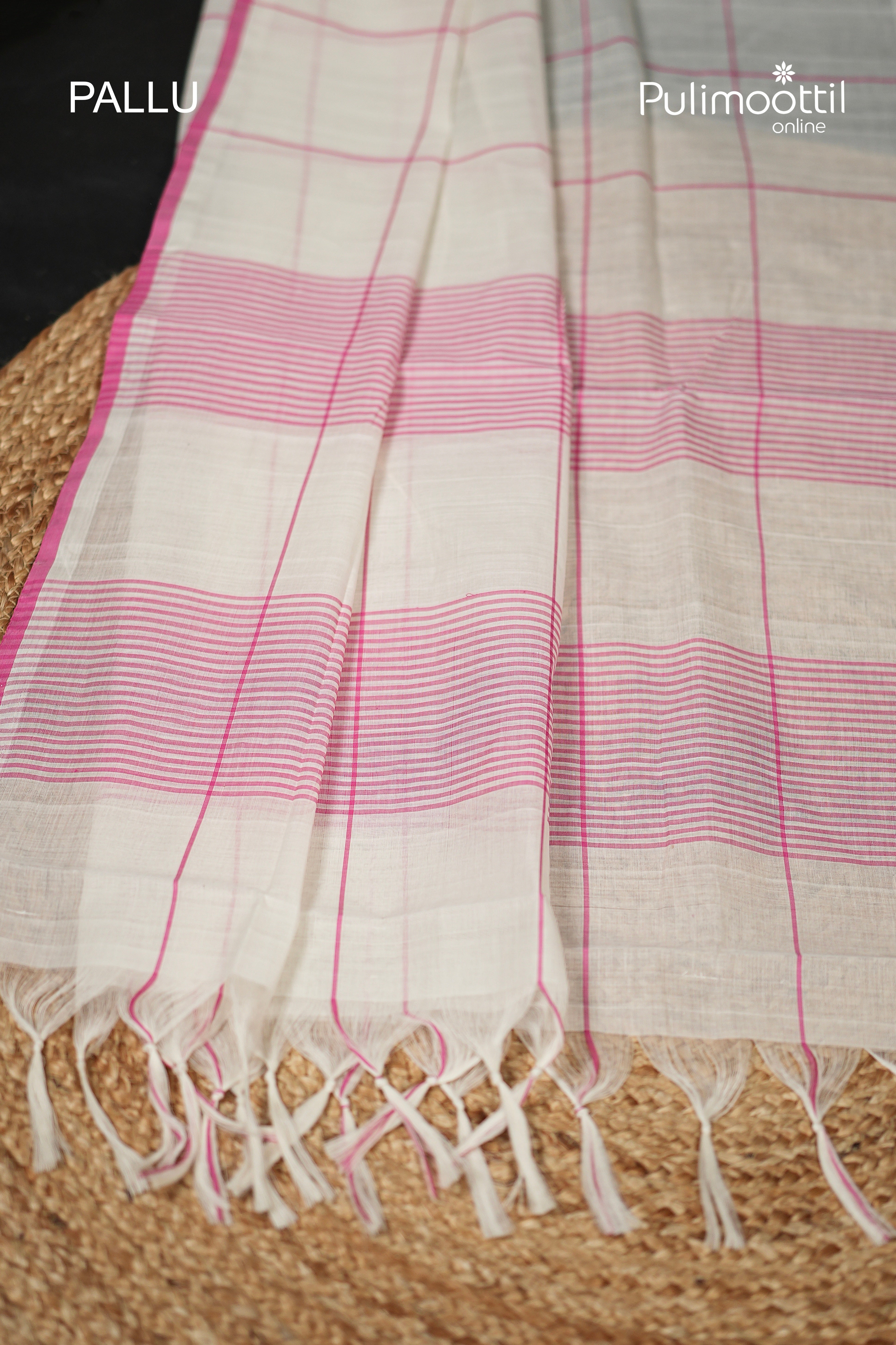Off white colour handloom cotton saree