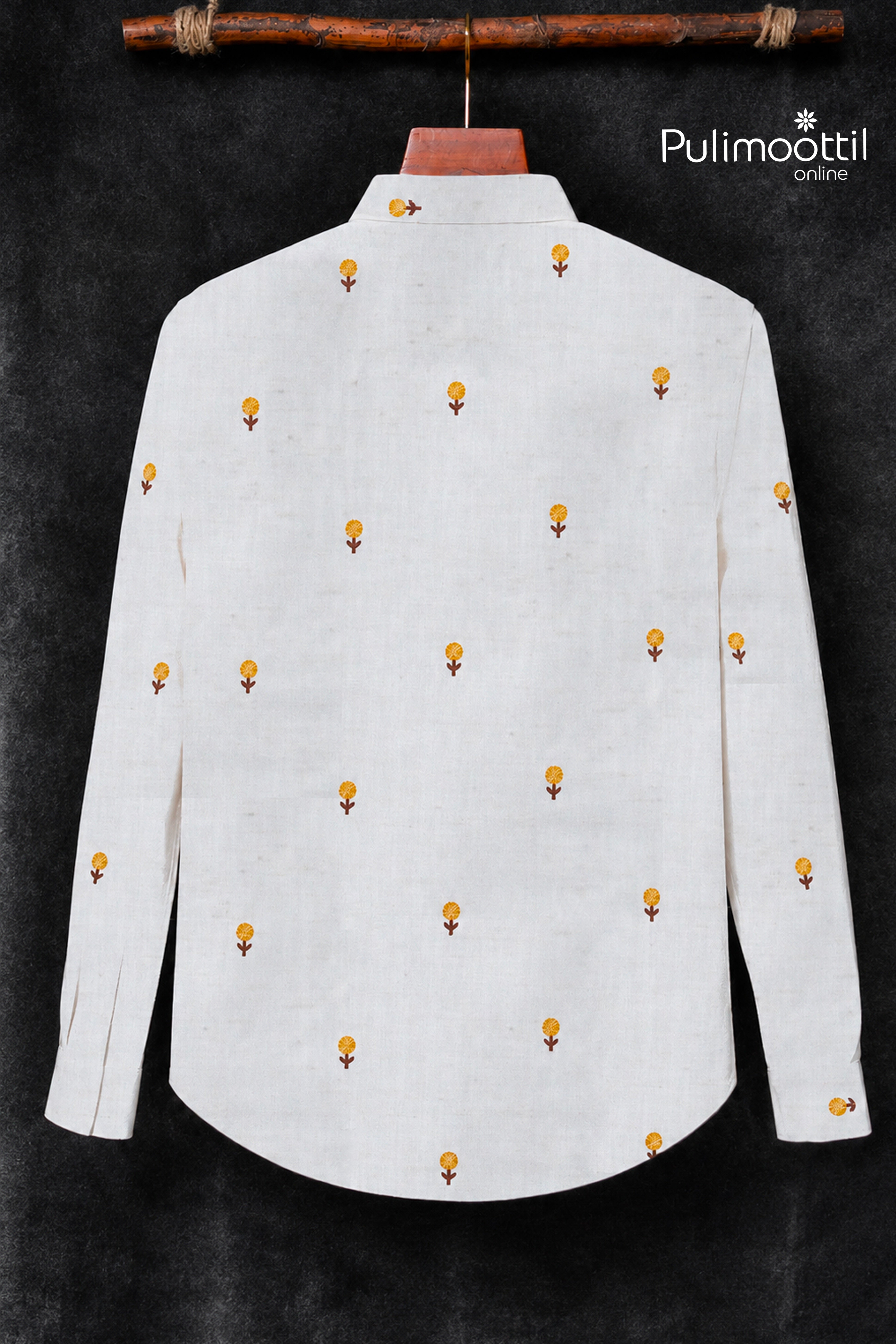 Offwhite Colour Shirt Featuring Floral Embroitery