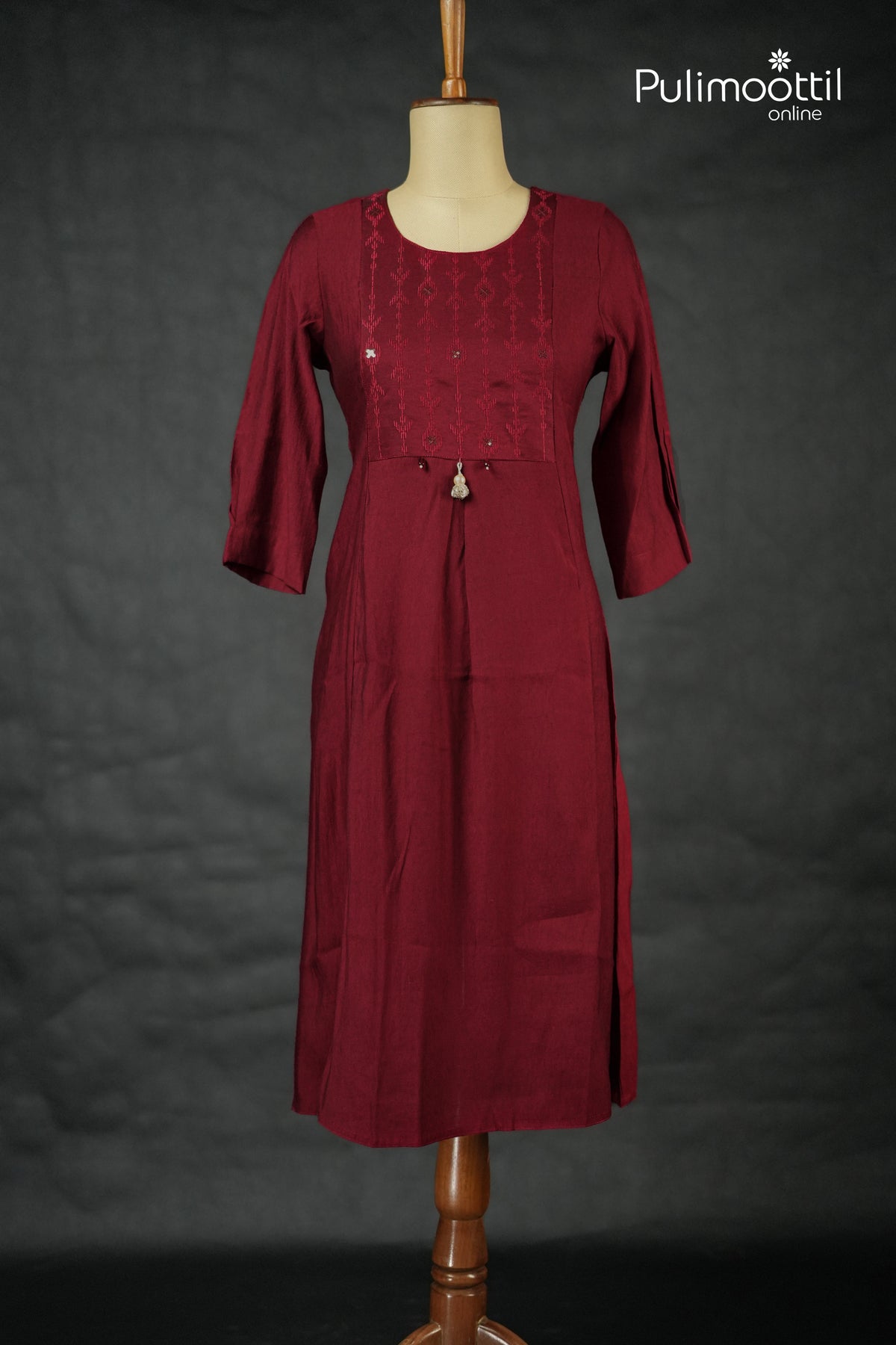 Maroon Colour Vertican A-Line Kurti