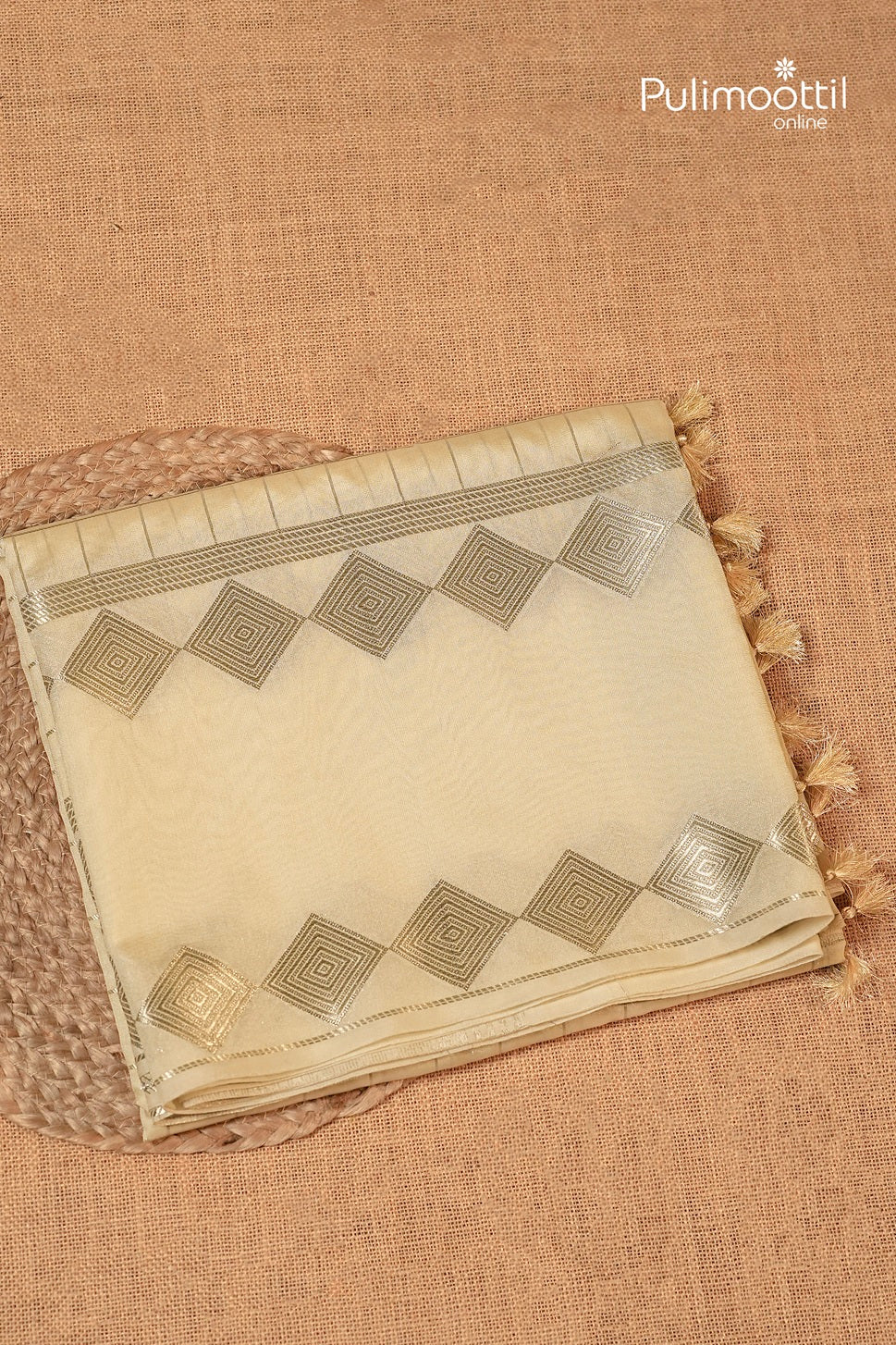 Ivory Colour Organza Traditional Saree