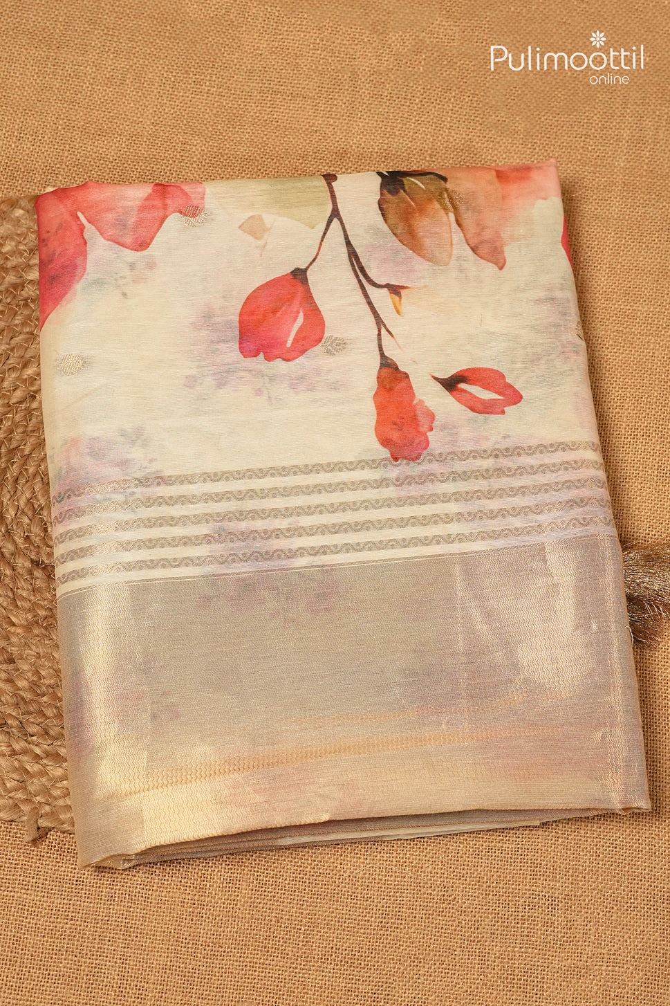 Offwhite Colour Semi Chanderi Traditional Saree
