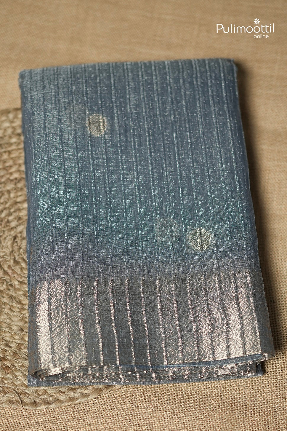 Steel Blue Colour Semi Tissue Saree